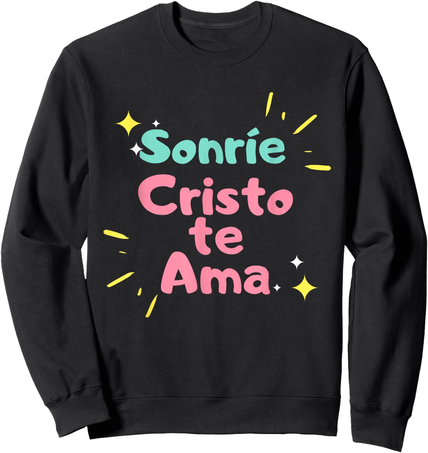 camisetas cristianas Sonrie Cristo te ama Sweatshirt - Sweatshirt | Black