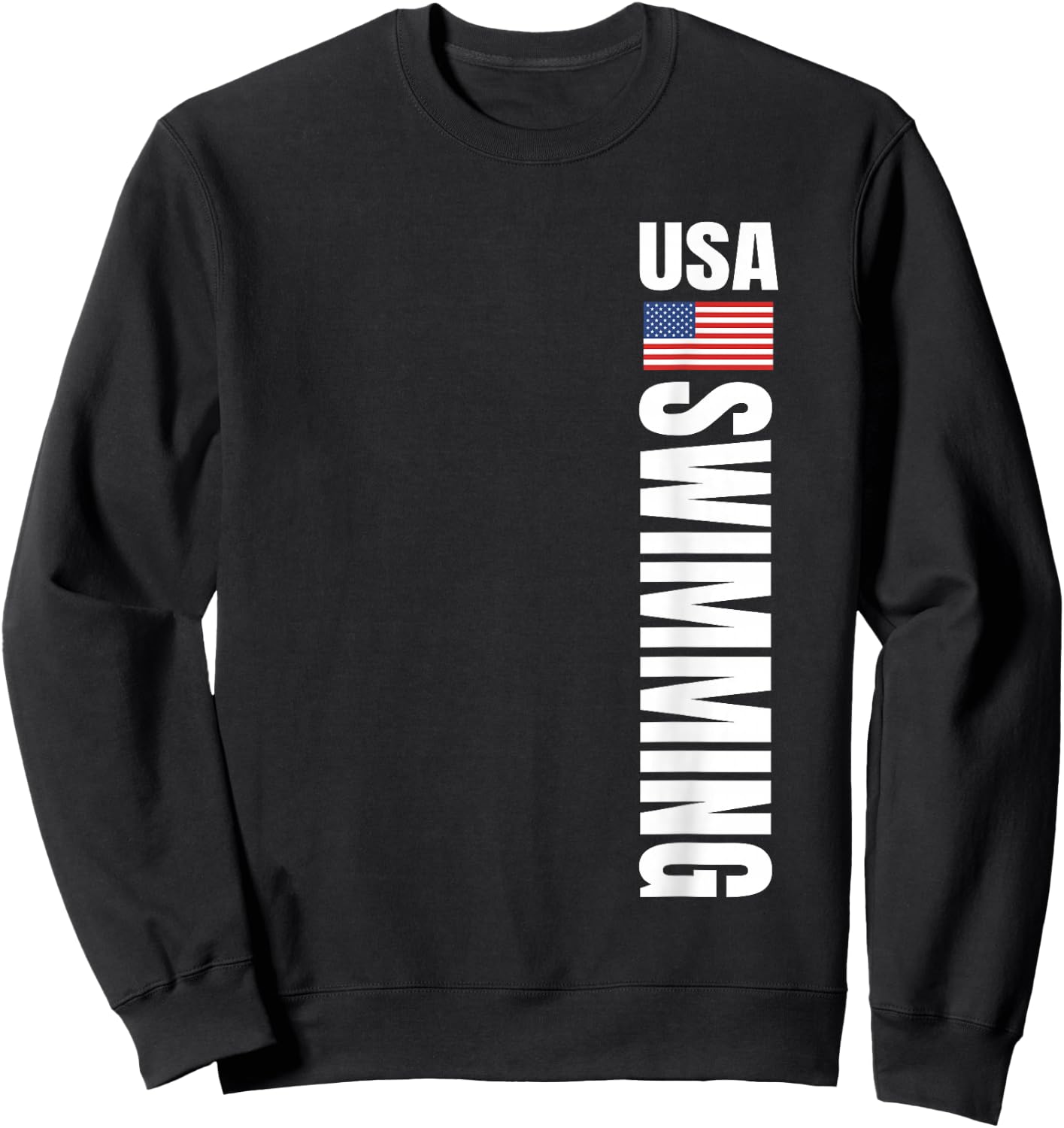 USA Swimming American Flag Swim Sport Team Sweatshirt - Sweatshirt | Black