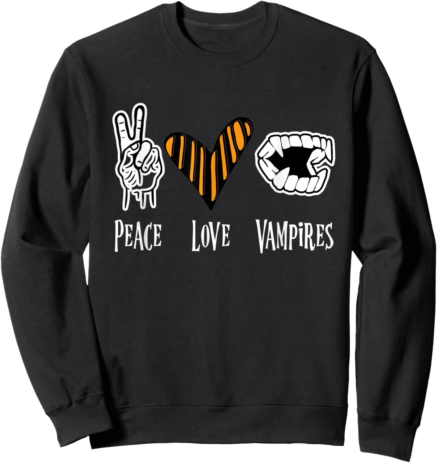 Halloween Vampire Outfit Men Women Kids Peace Love Vampire Sweatshirt - Sweatshirt | Black