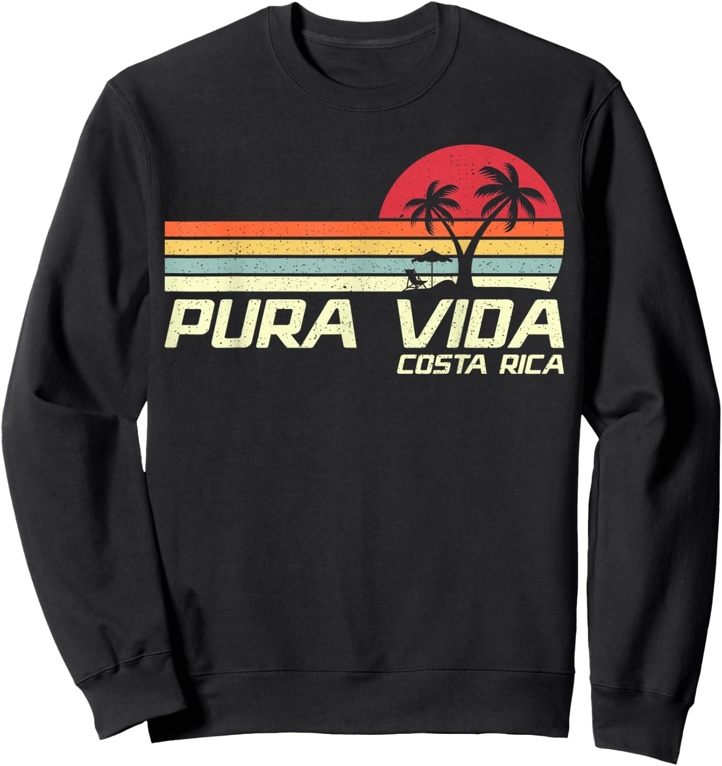 Vintage Retro Family Vacation Costa Rica Pura Vida Beach Women Girls Kids Sweatshirt - Sweatshirt | Black
