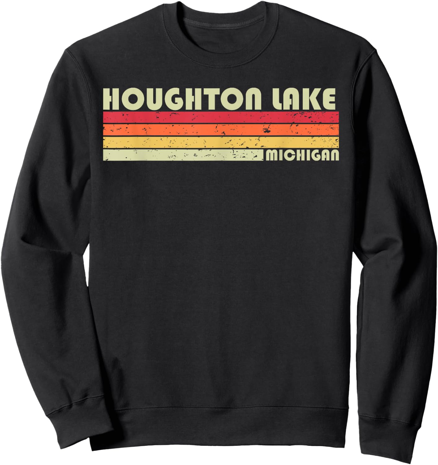 HOUGHTON LAKE MICHIGAN Funny Fishing Camping Summer Gift Sweatshirt - Sweatshirt | Black