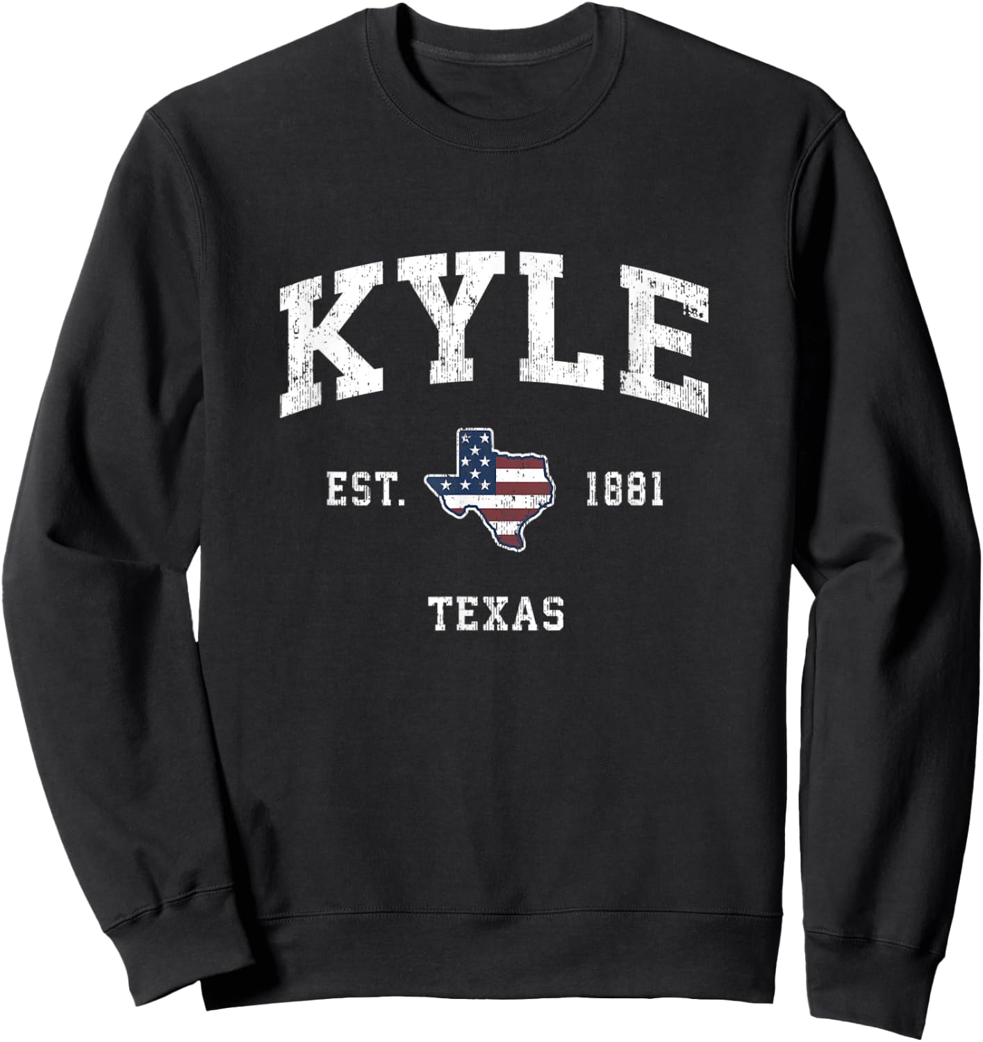 Kyle Texas TX Vintage American Flag Sports Design Kids Men Sweatshirt - Sweatshirt | Black