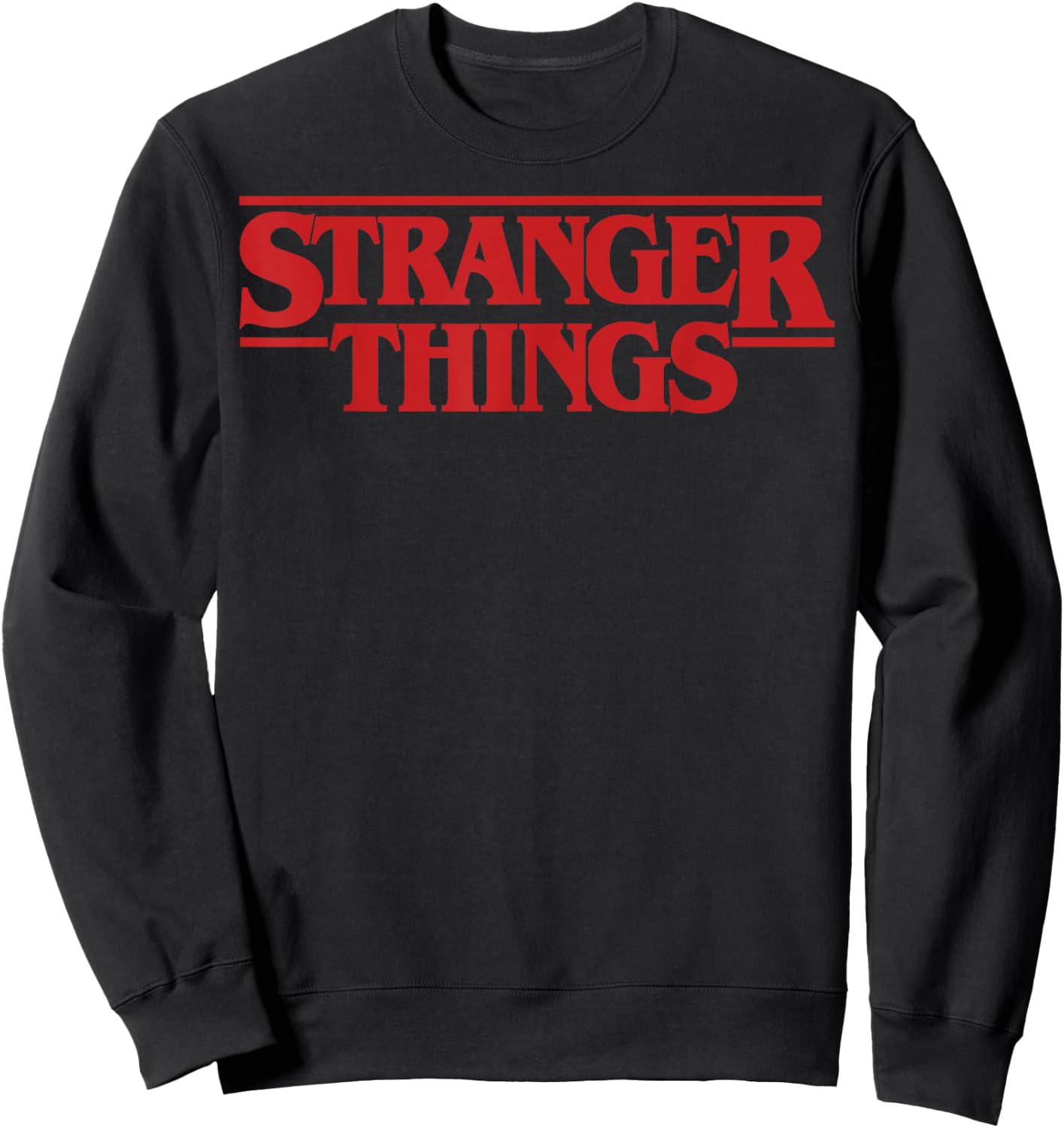 Netflix Stranger Things Simple Red Logo Sweatshirt - Sweatshirt | Black