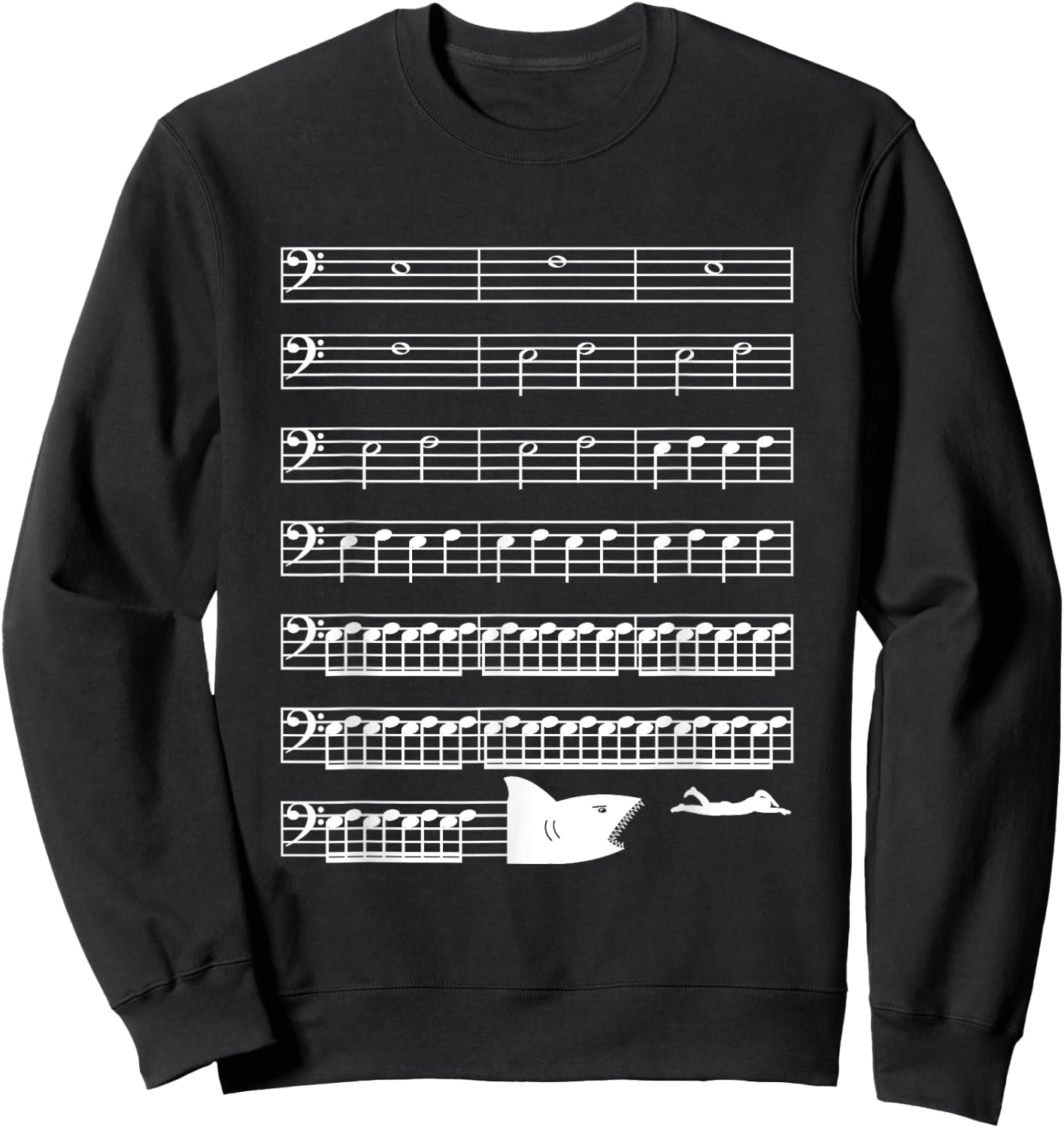 Funny Music Shark Bass Clef Classical Musician Sweatshirt - Sweatshirt | Black