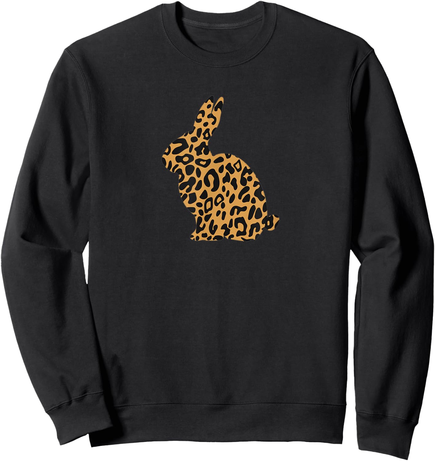 Bunny Leopard Cheetah Print Cute Rabbit Easter Gift Sweatshirt - Sweatshirt | Black