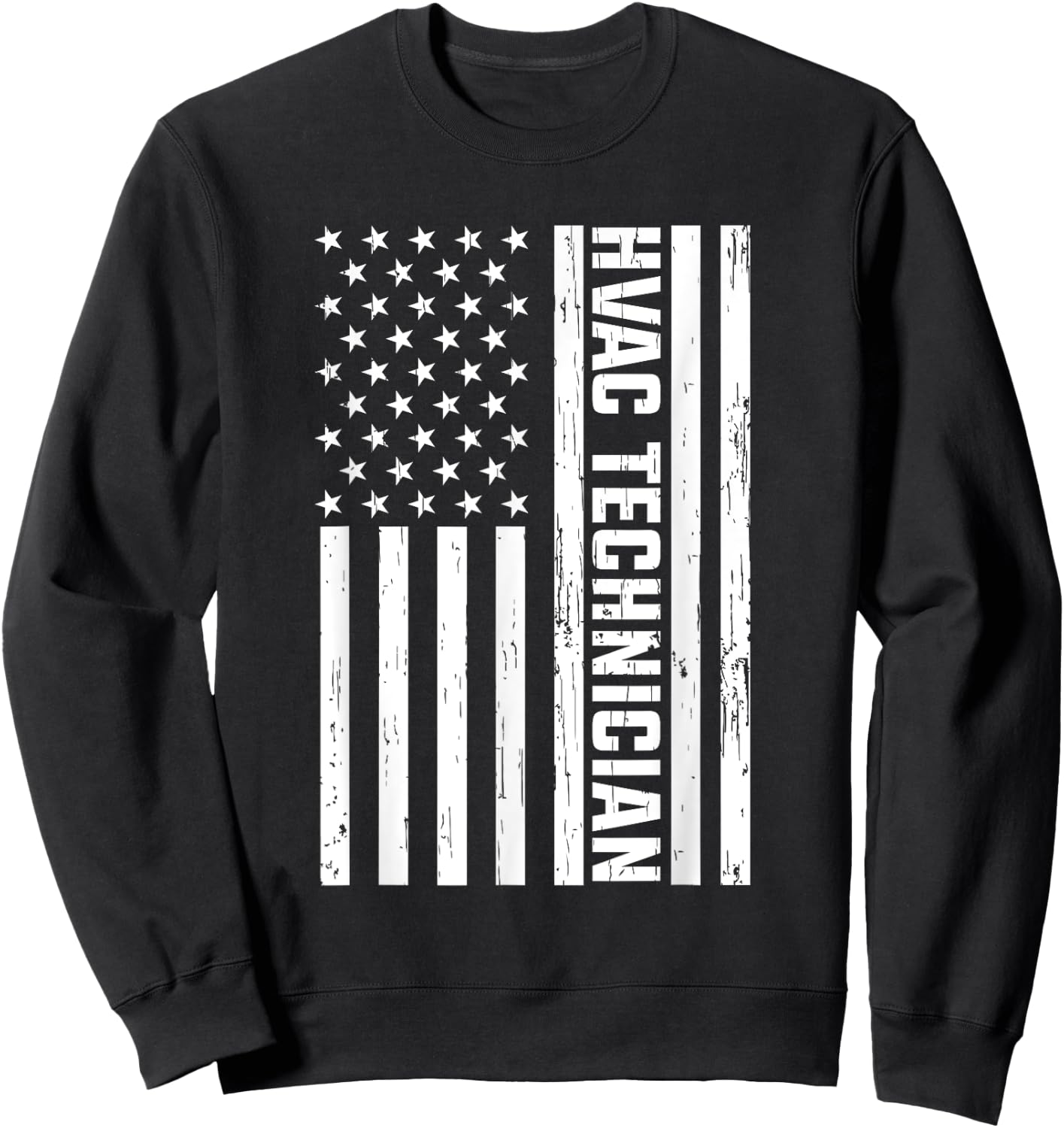Funny HVAC Gift Cool HVAC Technician American Flag Sweatshirt - Sweatshirt | Black