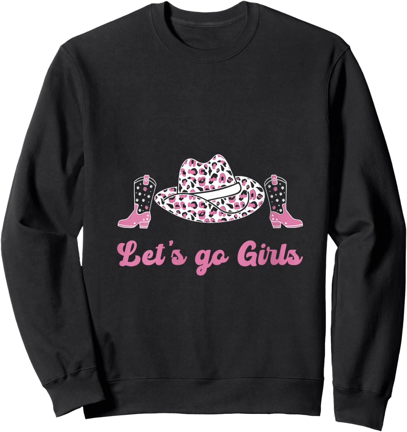 Let's Go Girls Shirt Cute Rodeo girl Pink cowgirl V-Neck Sweatshirt - Sweatshirt | Black