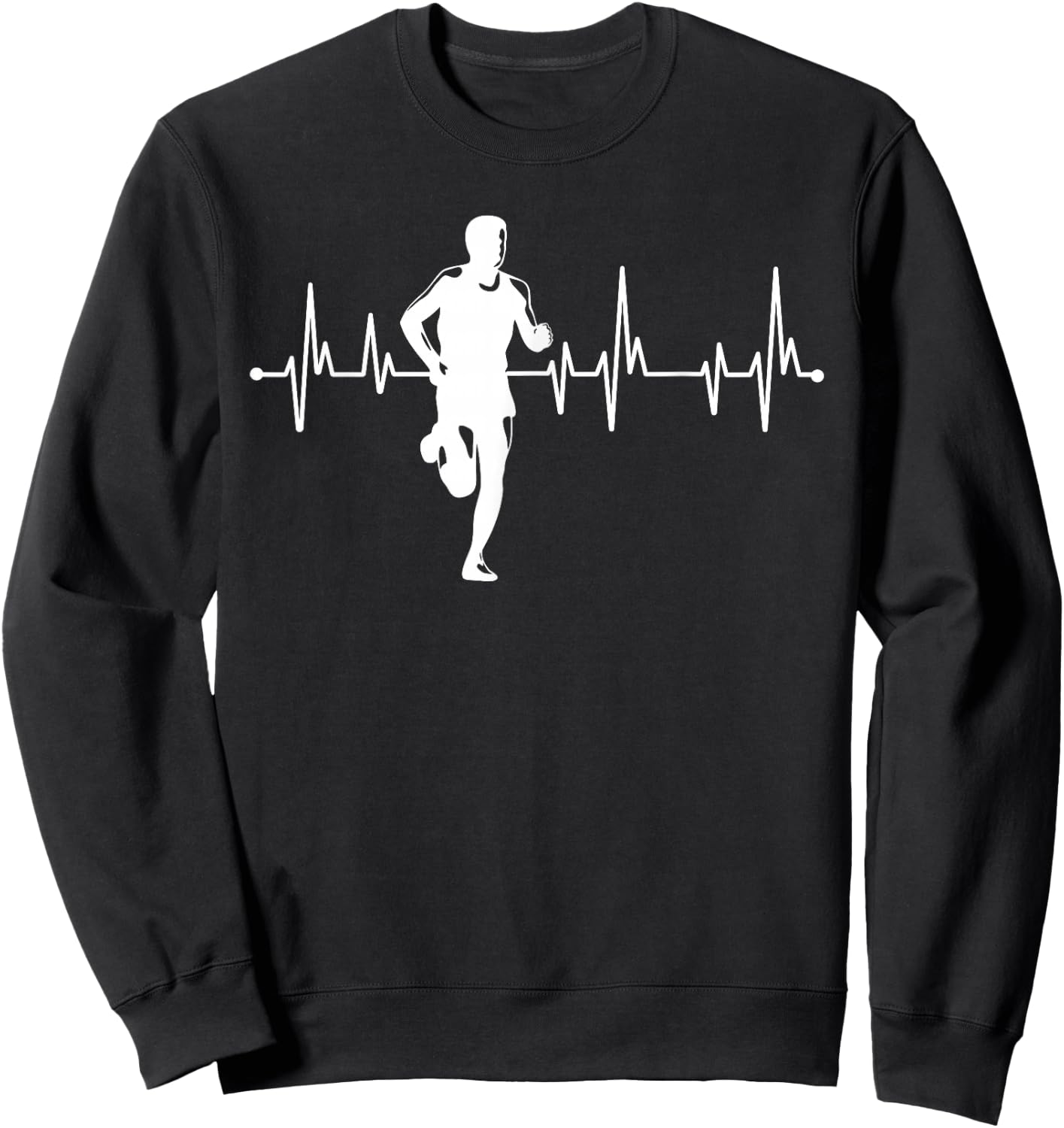 Funny Running Heartbeat for Runners Sweatshirt - Sweatshirt | Black