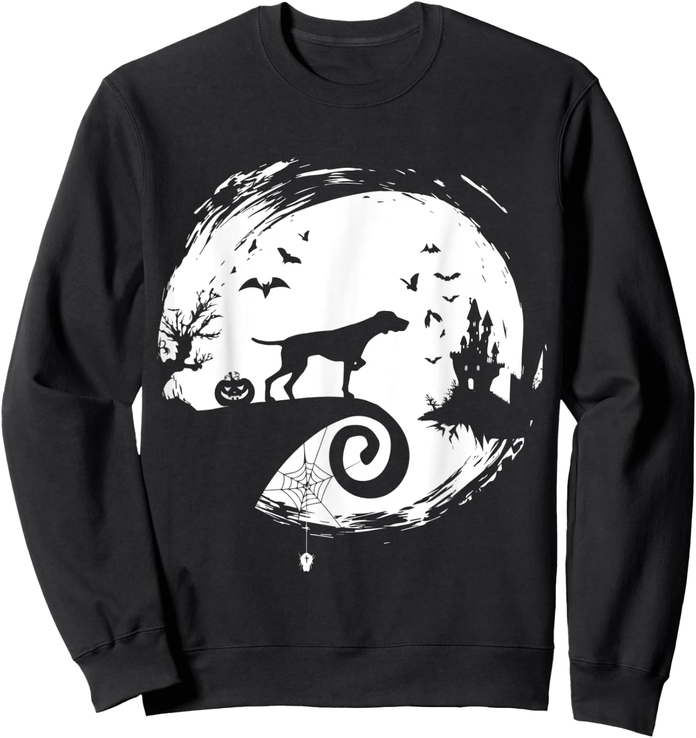 Pointer Halloween Costume Moon Silhouette Creepy Horror Sweatshirt - Sweatshirt | Black