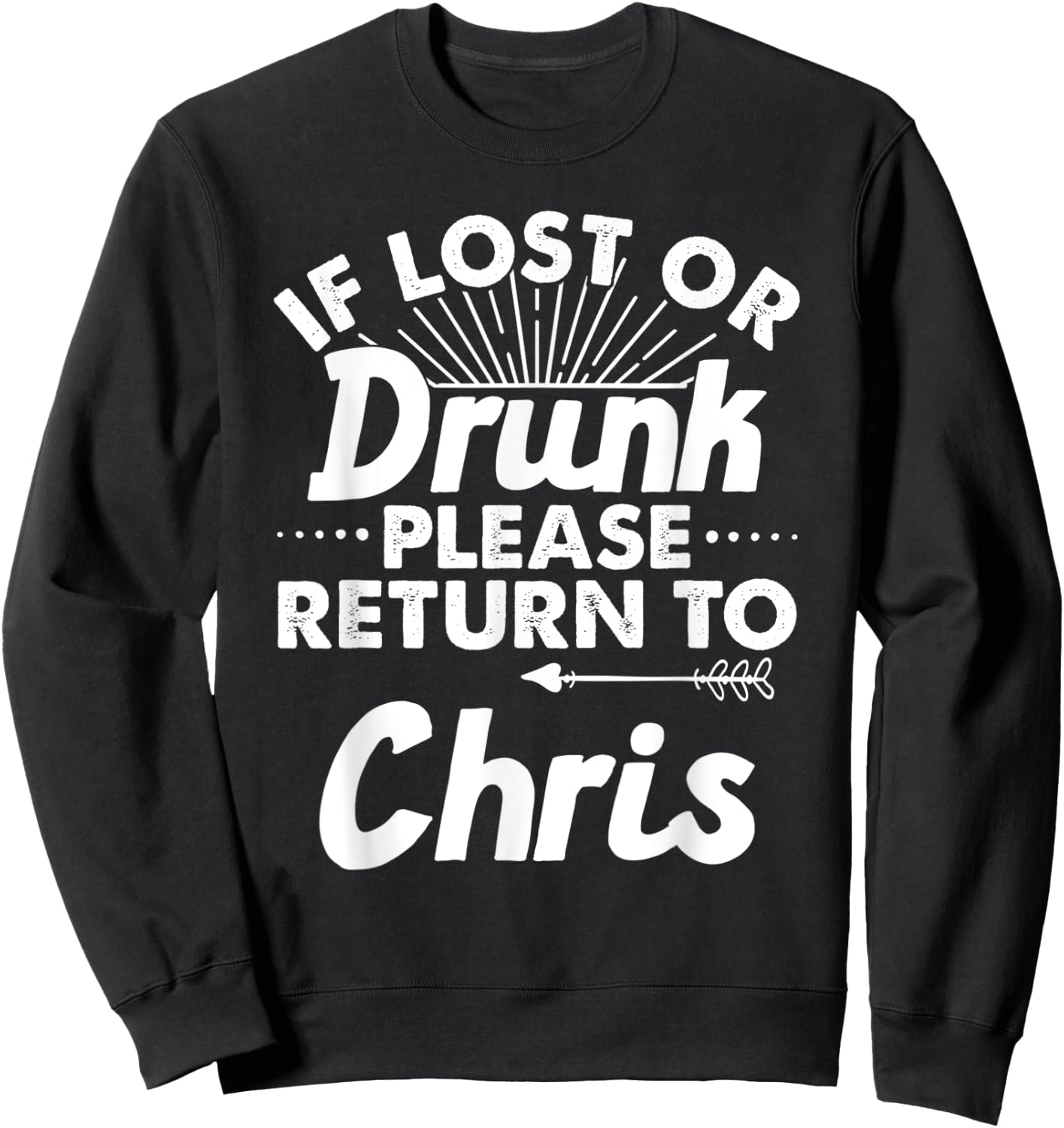 If Lost Or Drunk Please Return To CHRIS Gift Name Men Sweatshirt - Sweatshirt | Black