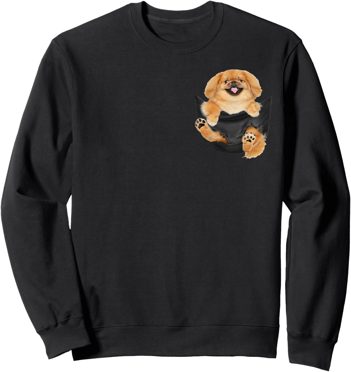 Pekingese In Pocket Funny Dog Animal Lovers Costume Gifts Men Women Sweatshirt - Sweatshirt | Black