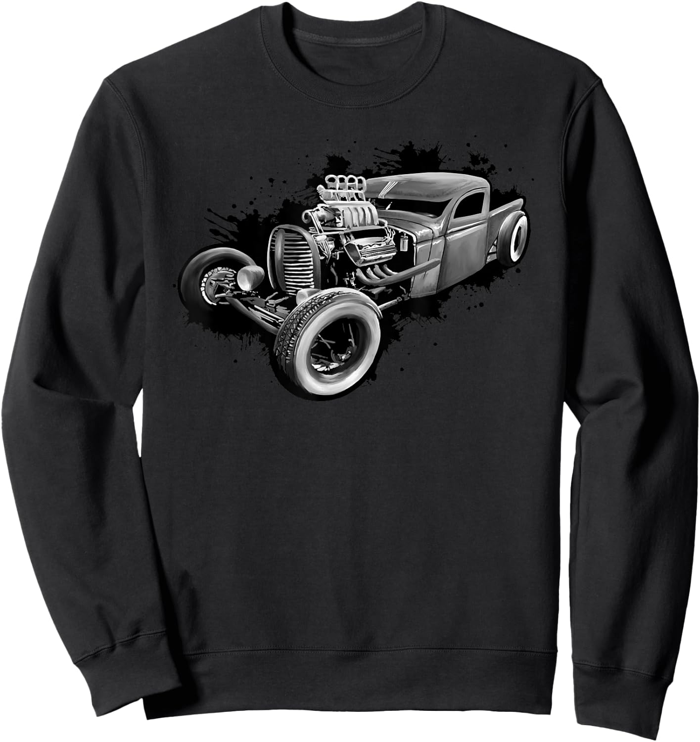 Rust Bucket Outline Funny Hot Retro Rod Diesel Cars Gift Men Sweatshirt - Sweatshirt | Black