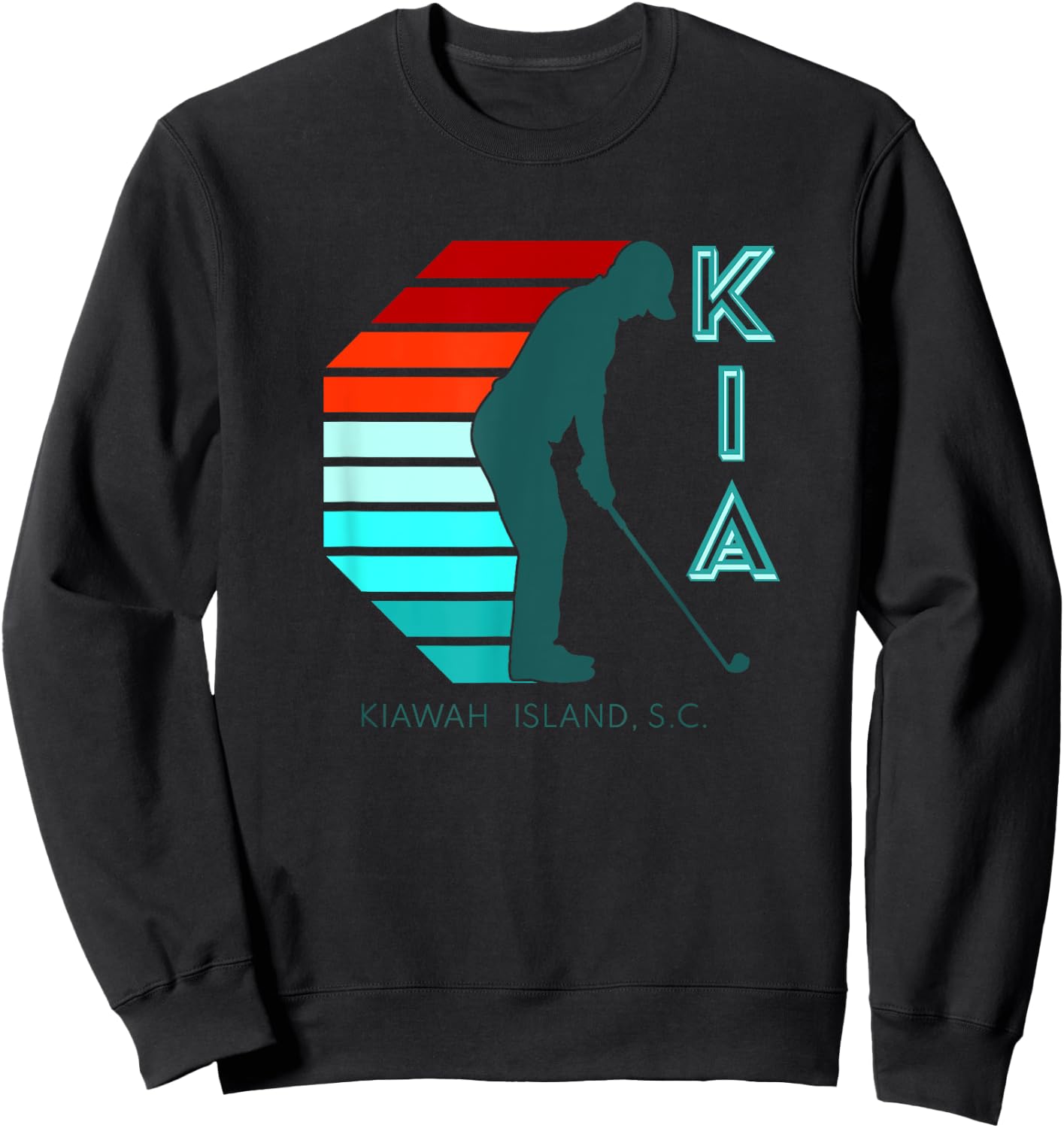 South Carolina Golfing Pro Retro Beach Kiawah Island Golf Sweatshirt - Sweatshirt | Black