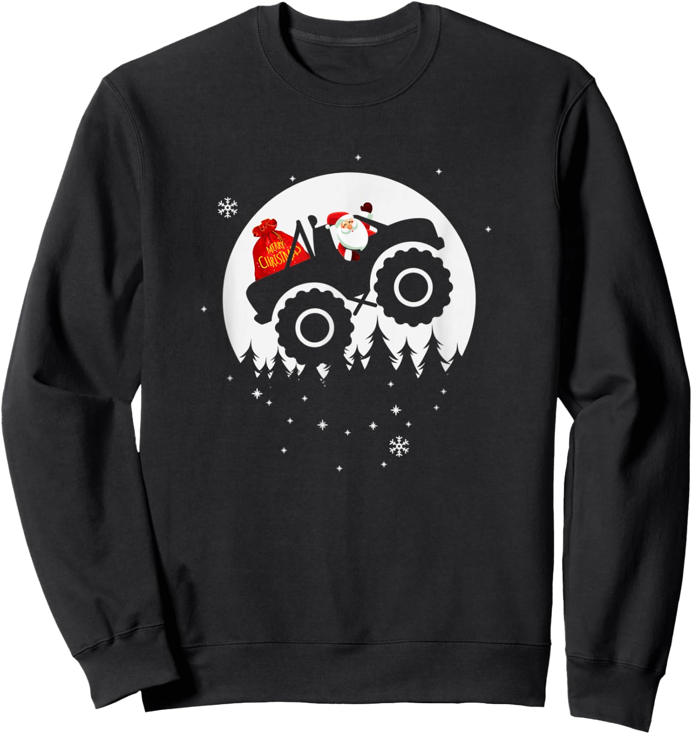 Monster Truck Pajama Christmas Sweatshirt - Sweatshirt | Black
