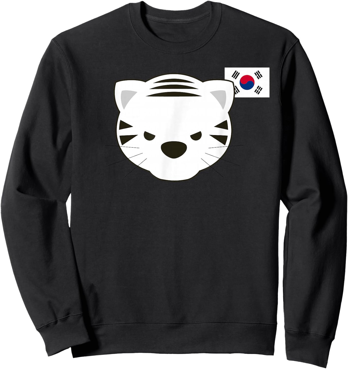 White Siberian Tiger South Korean Flag Sweatshirt - Sweatshirt | Black