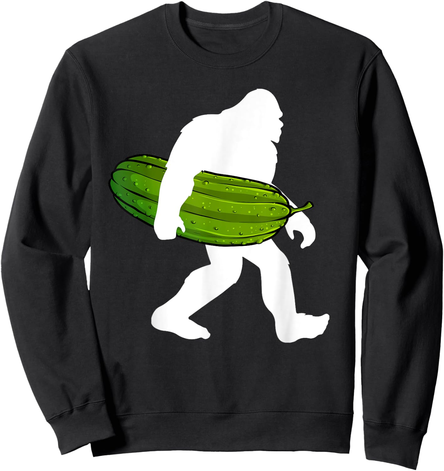 Pickle Art Women Kids Bigfoot Cucumber Pickle Lover Sweatshirt - Sweatshirt | Black