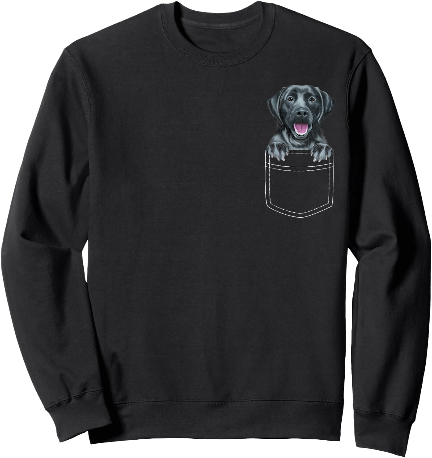 Black Labrador Retriever Dog In Pocket Funny Dog Lover Men Women Girls Kids Sweatshirt - Sweatshirt | Black