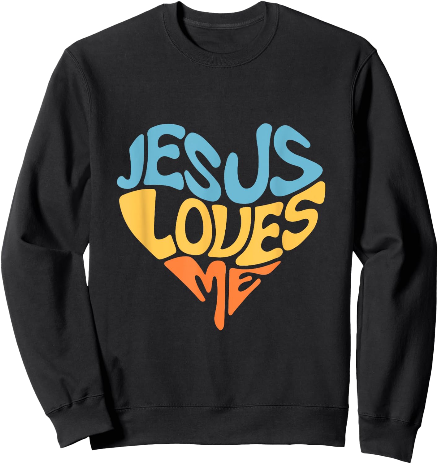 Jesus Loves Me Heart Shaped Men Women and Youth Sweatshirt - Sweatshirt | Black