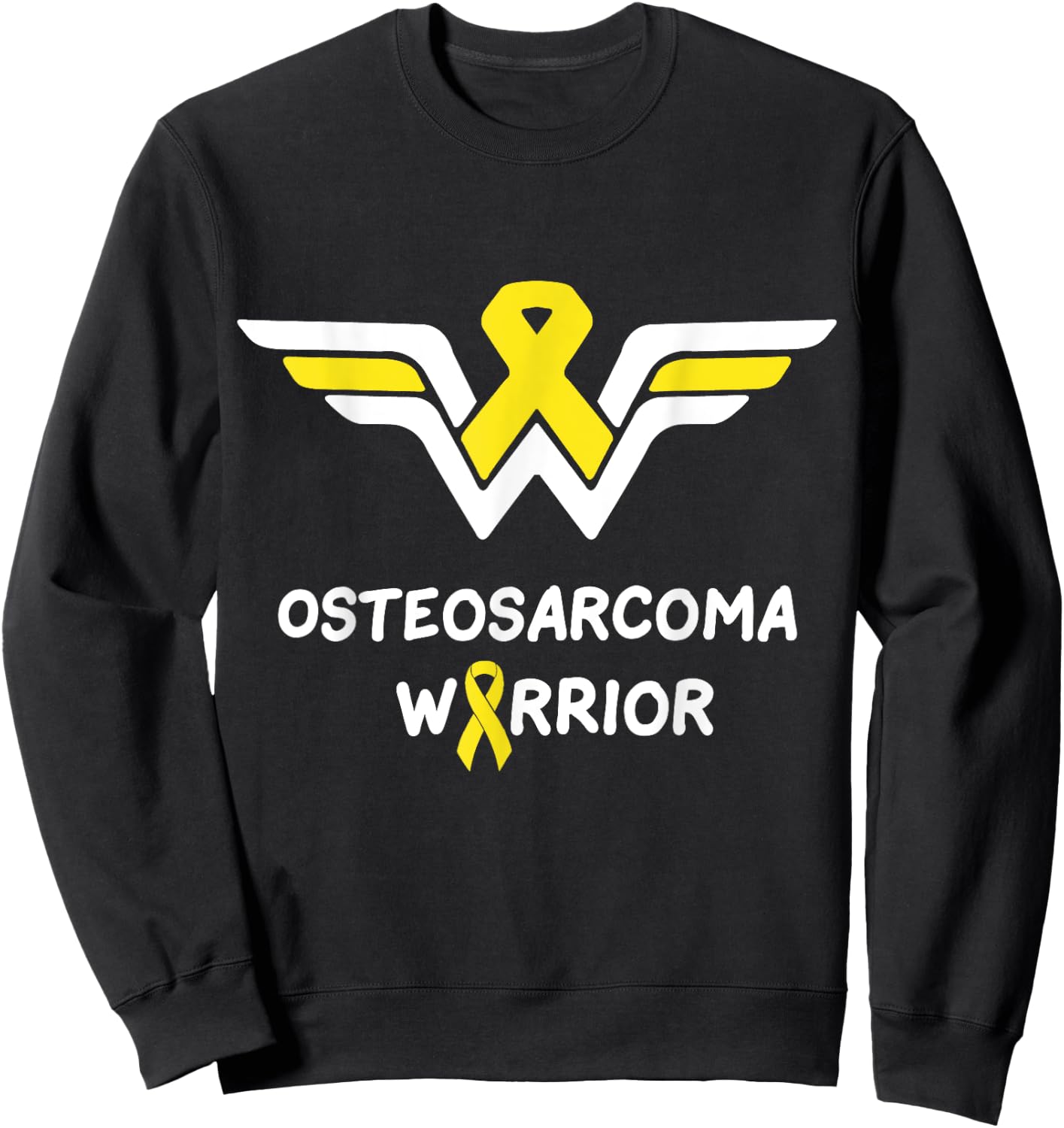 Osteosarcoma Awareness Warrior Support Yellow Ribbon Gifts Sweatshirt - Sweatshirt | Black