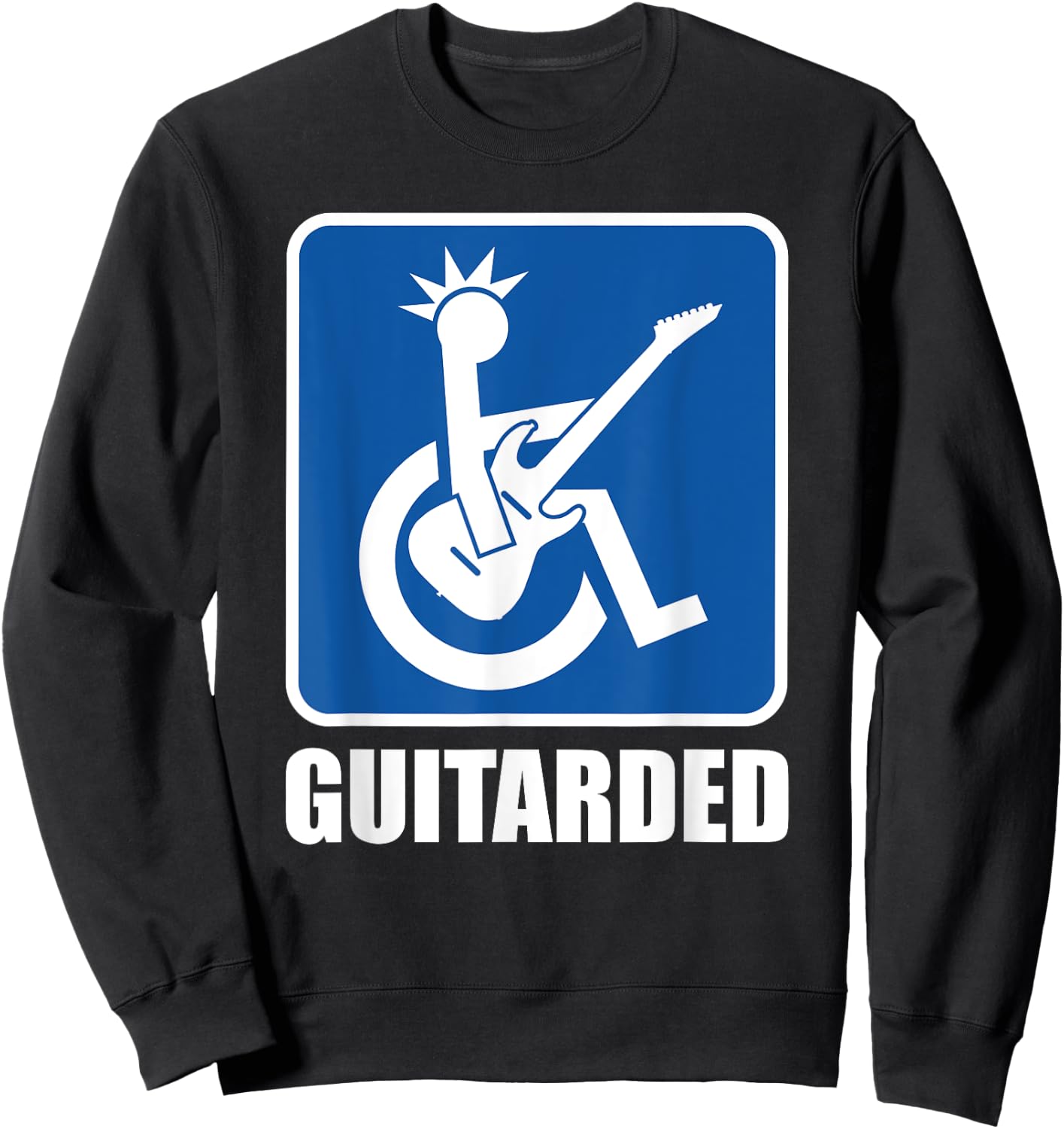 Musician Gifts Guitar Black Women's Medium Classic Fit Short Sleeve Music Themed Sweatshirt - Sweatshirt | Black