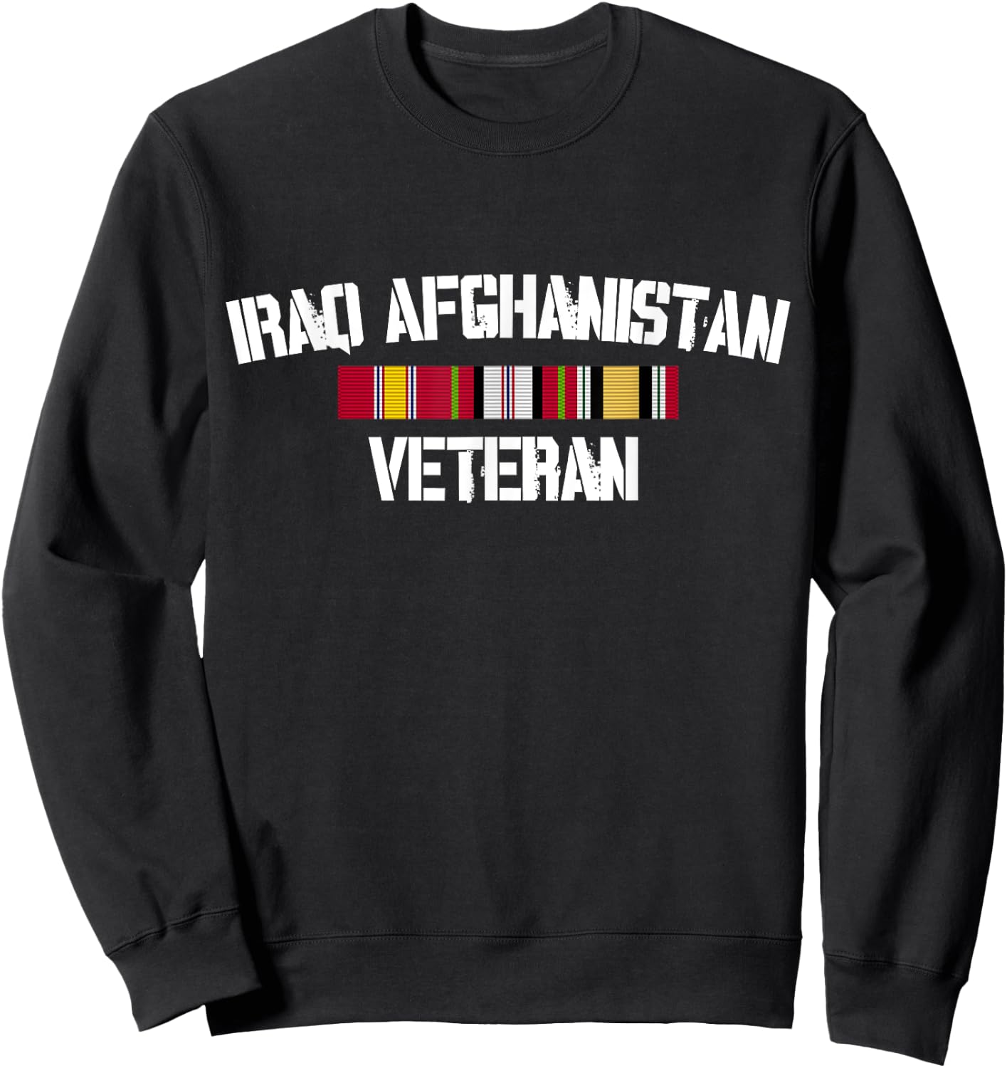 Iraq Afghanistan Veteran Pride Service Ribbon Sweatshirt - Sweatshirt | Black