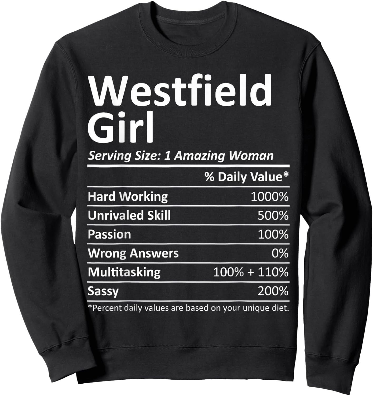 WESTFIELD GIRL NJ NEW JERSEY Funny City Home Roots USA Gift Sweatshirt - Sweatshirt | Black