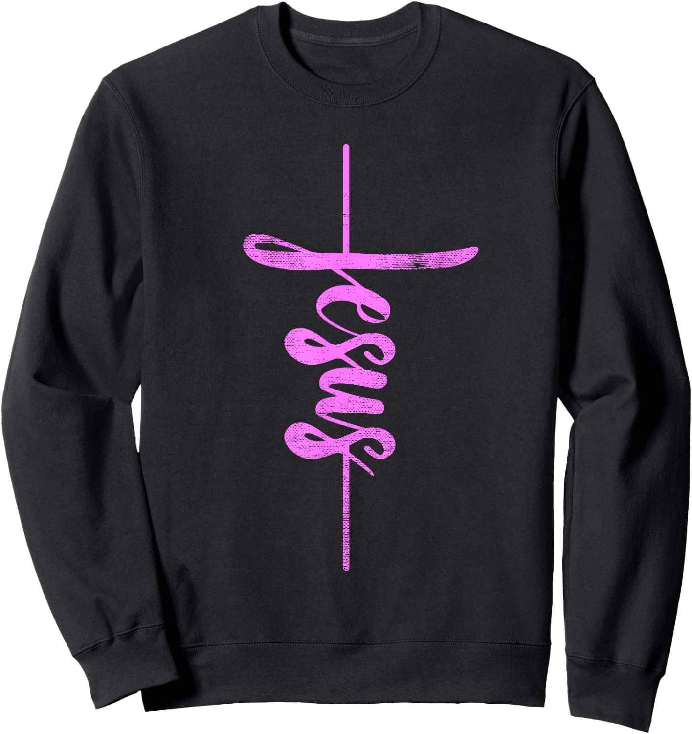 Jesus Christian Cross Art Cursive Inspiring Gift Men Women Sweatshirt - Sweatshirt | Black