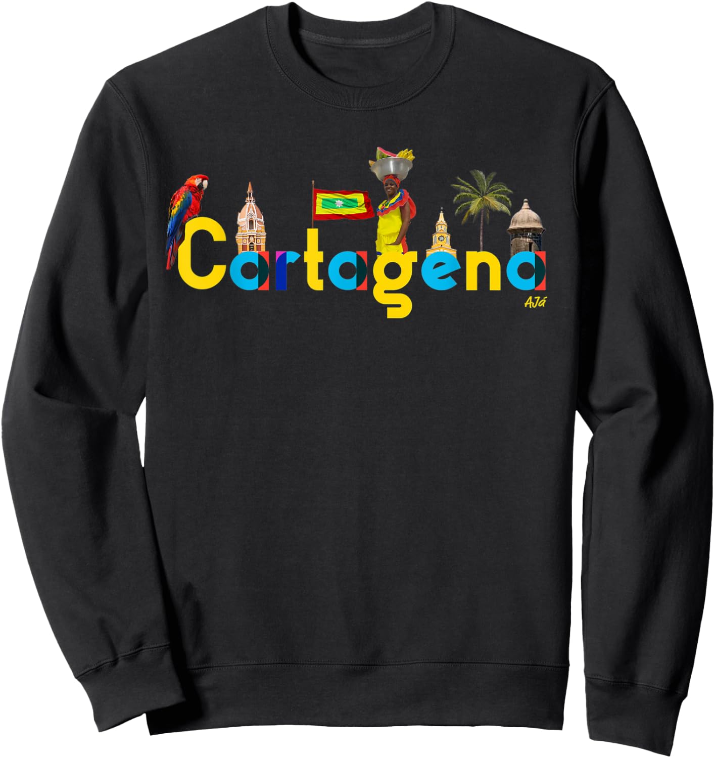 AJ.co Hecho en Cartagena Colombia - Men's -Adults Black Small Classic Fit Short Sleeve Sweatshirt - Sweatshirt | Black