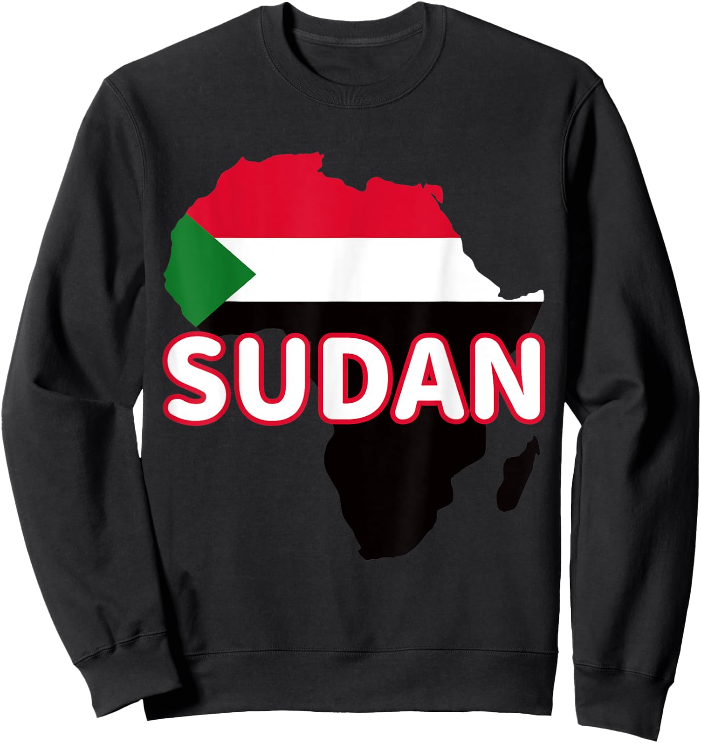 Sudan Sudanese Pride Flag Map Africa Print Sweatshirt - Sweatshirt | Black