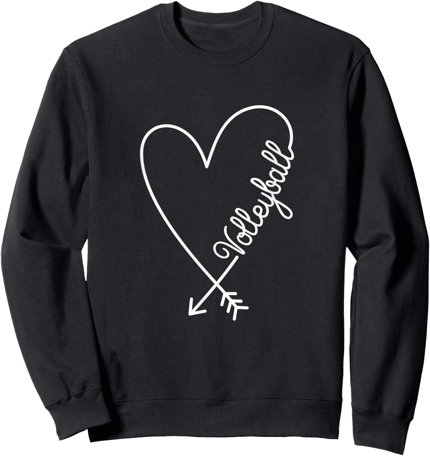 Volleyball Cute Graphic Heart Love Sweatshirt - Sweatshirt | Black