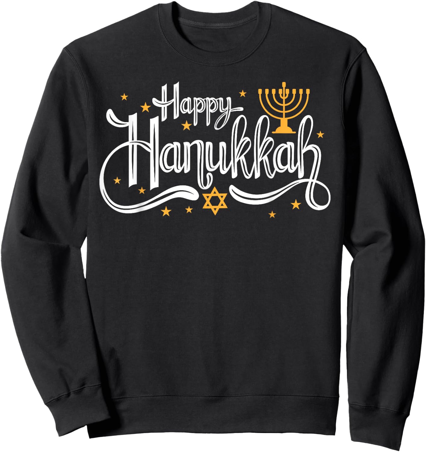 Happy Hanukkah Vintage Jewish Holiday Gift Sweatshirt - Sweatshirt | Black