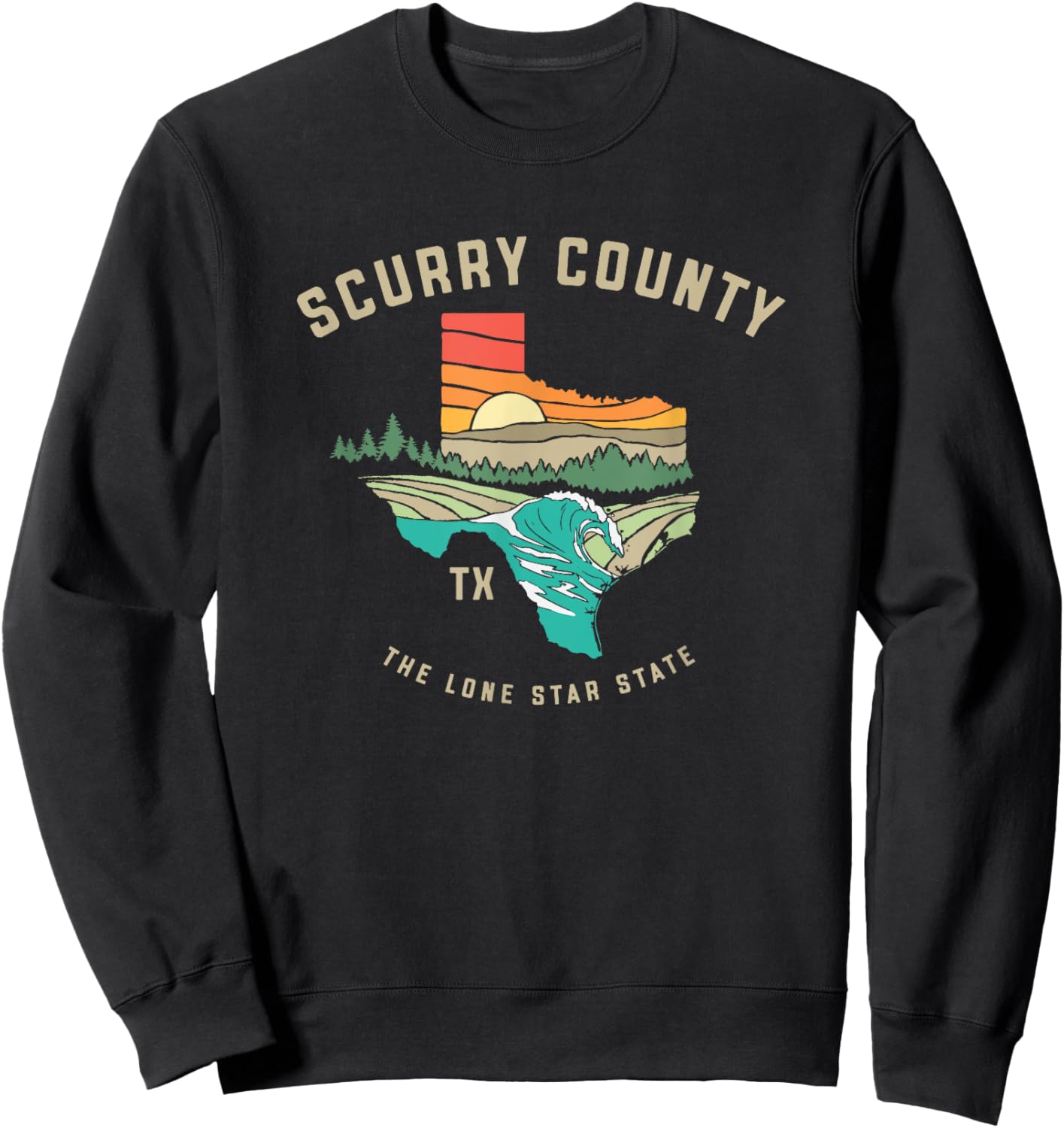 Scurry County Texas Outdoors Vintage Nature Design Sweatshirt - Sweatshirt | Black