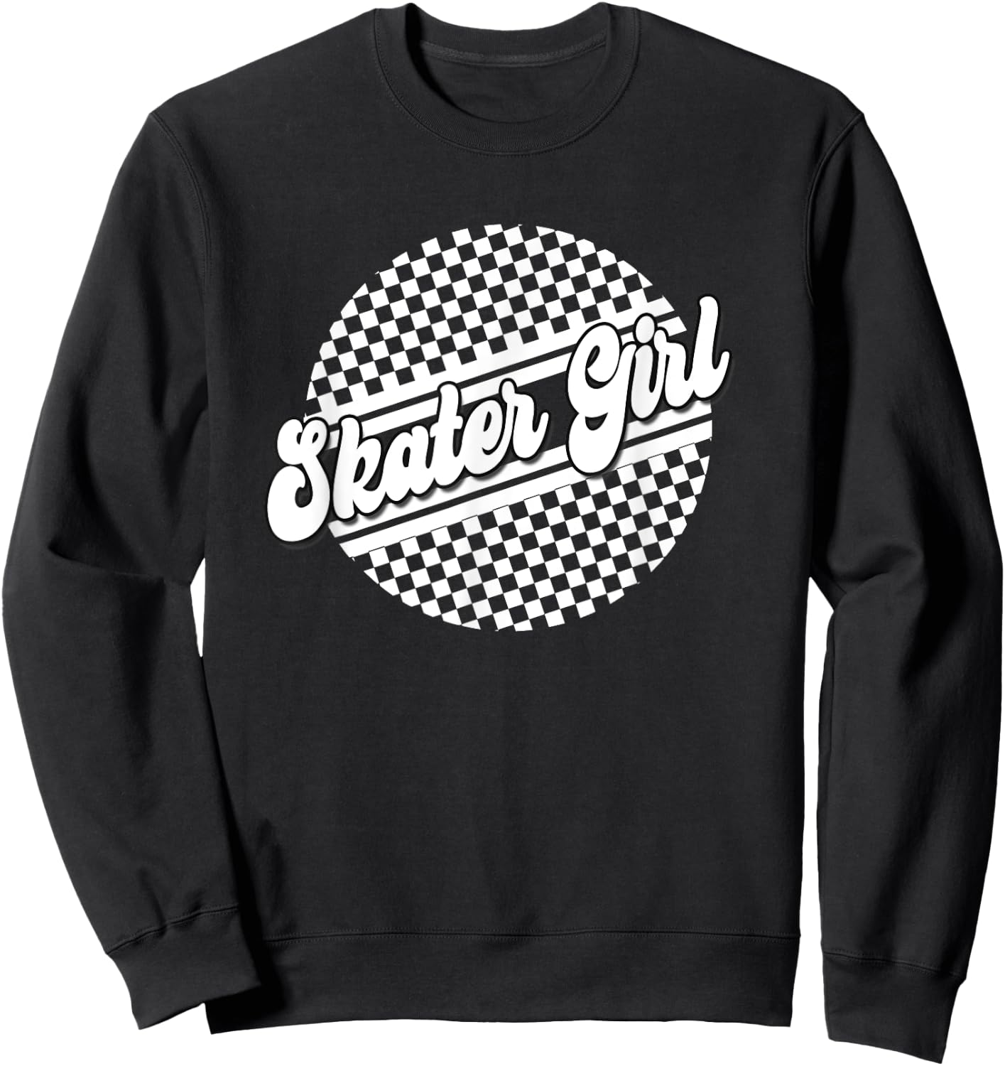 Skater Girl Checkered Skate Wear Black & White Sweatshirt - Sweatshirt | Black