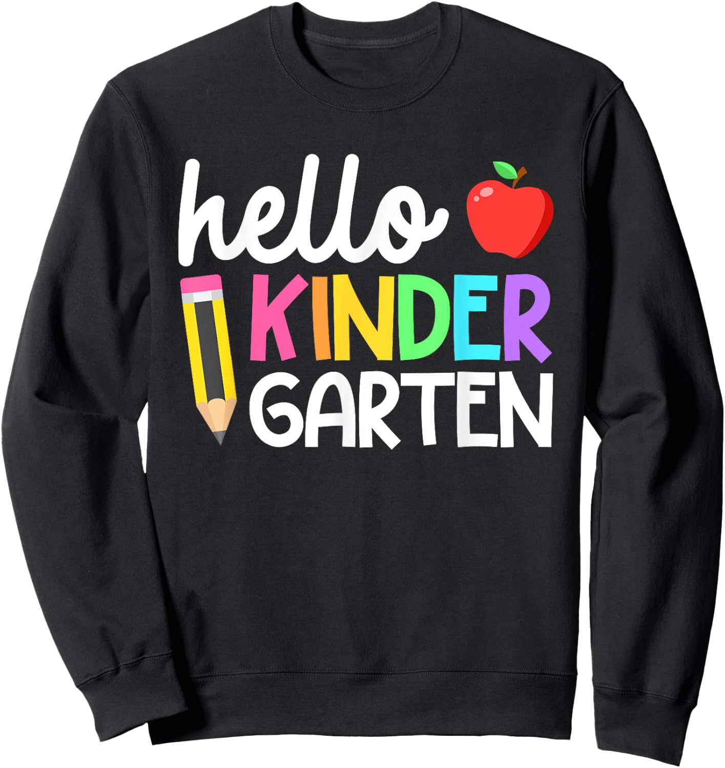 Hello Kindergarten Team Kinder Back to School Teacher Kids Sweatshirt - Sweatshirt | Black