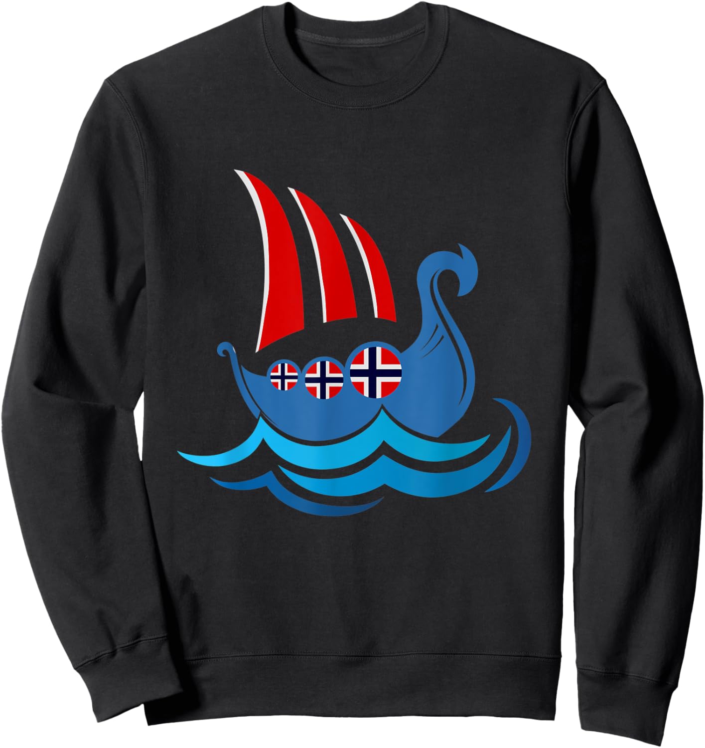 Nordic Norwegian Flag Scandinavia Ship Norway Sweatshirt - Sweatshirt | Black