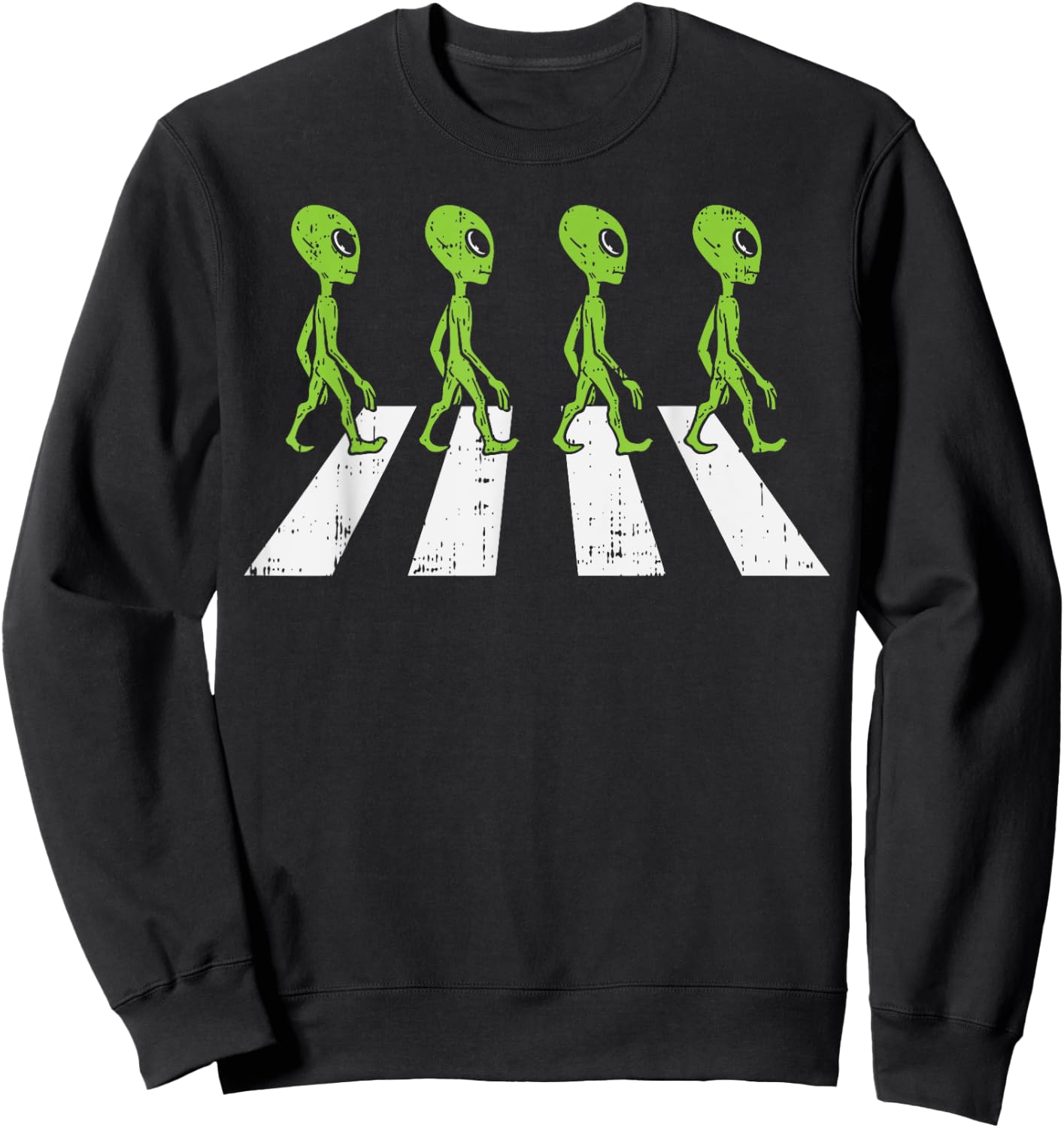 Aliens Crossing Road Funny Crosswalk Pun Space Lover Gift Sweatshirt - Sweatshirt | Black
