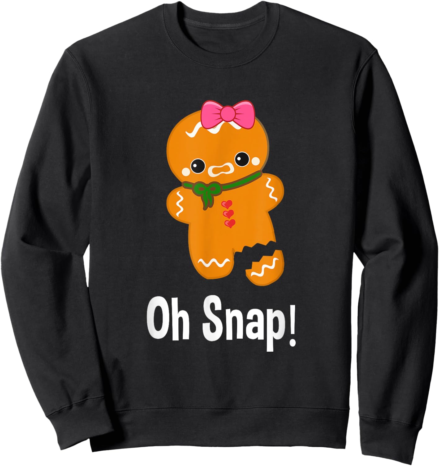 Funny Christmas Gingerbread Man Oh Snap Sweater Women Girl Sweatshirt - Sweatshirt | Black
