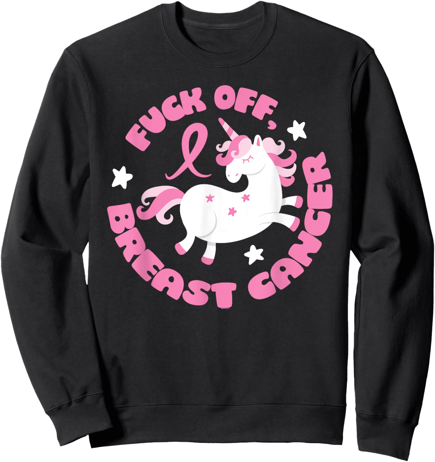 Fuck Off Breast Cancer Unicorn Sweatshirt - Sweatshirt | Black