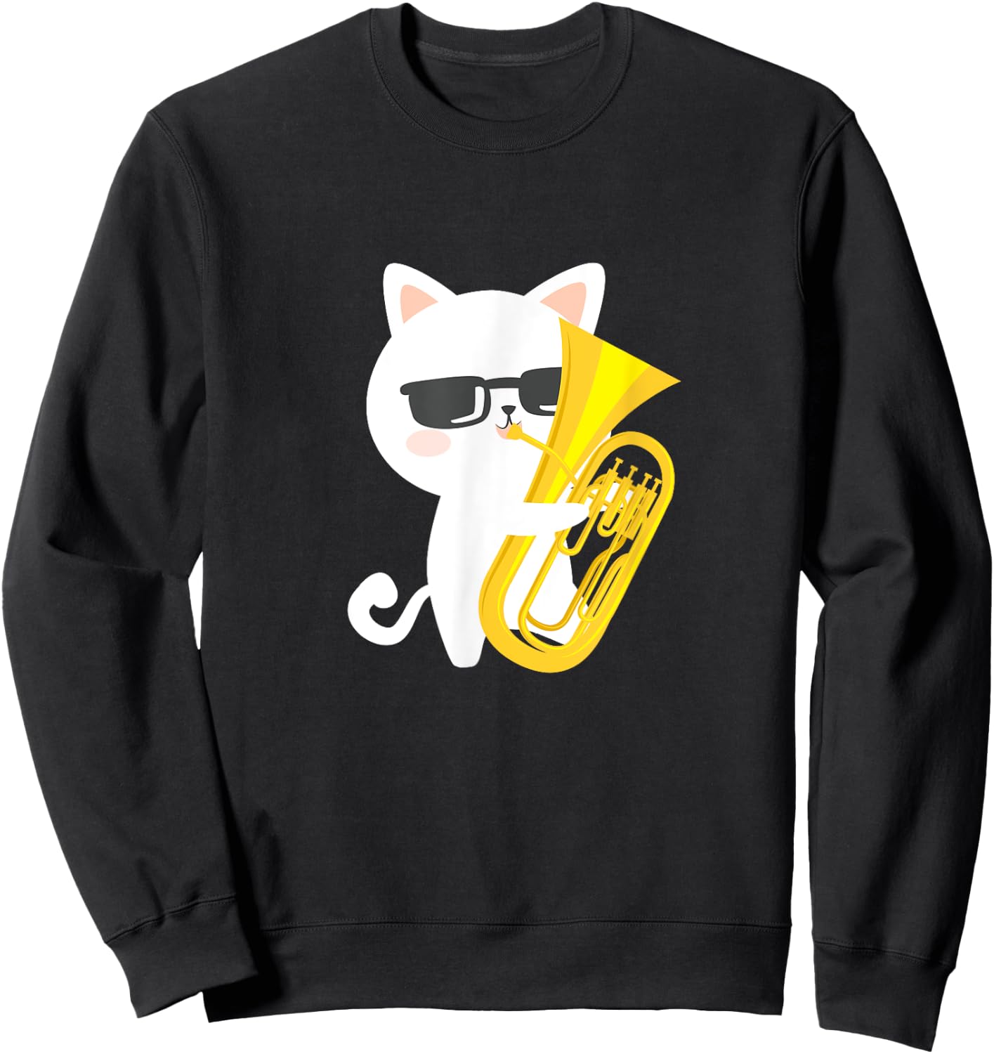 Baritone Cat Cute Baritone Euphonium Player Cat Owner Kawaii Women Girls Kids Sweatshirt - Sweatshirt | Black
