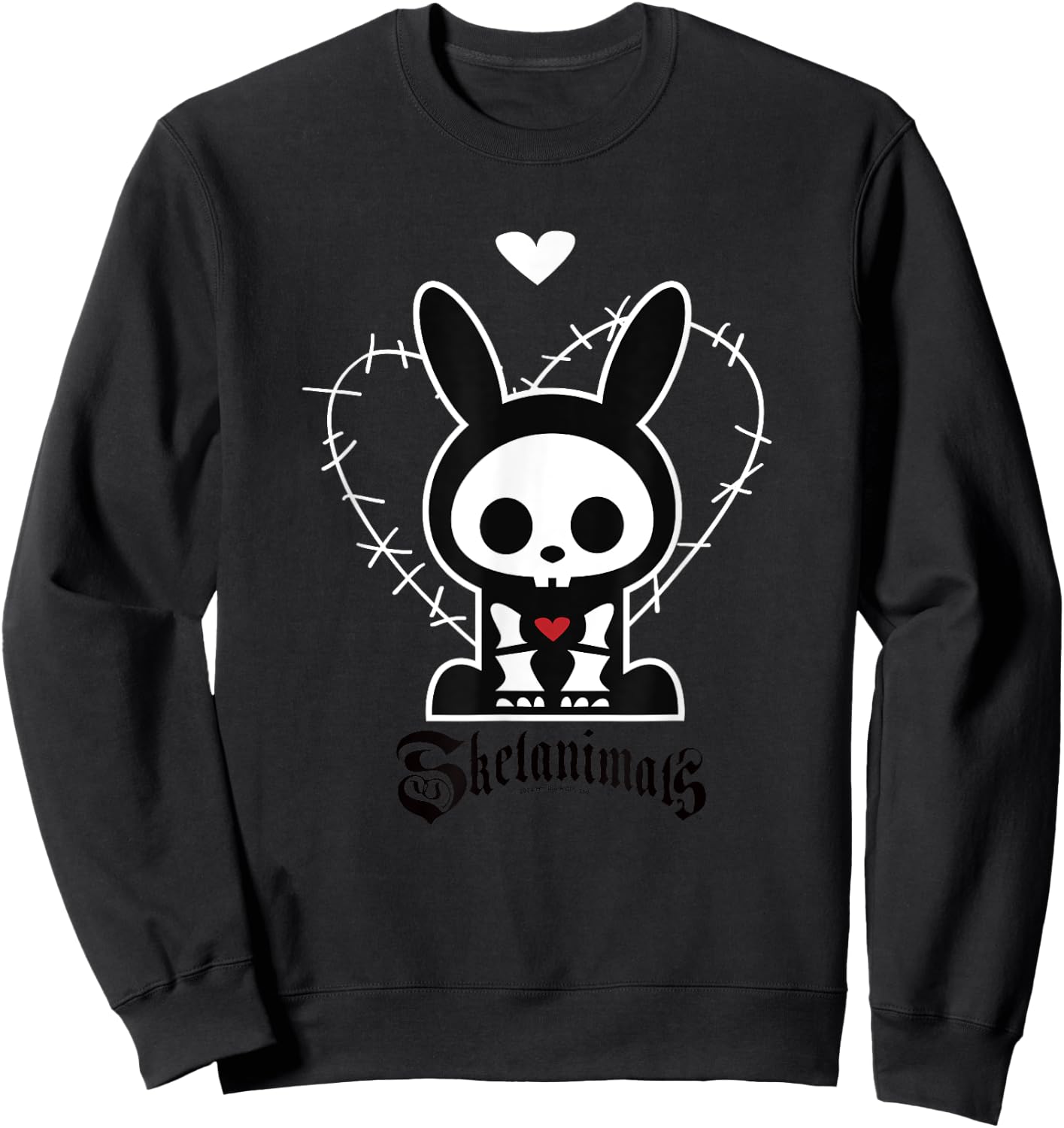 Skelanimals Stitched Vintage Jack Rabbit Heart Frame Logo Sweatshirt - Sweatshirt | Black