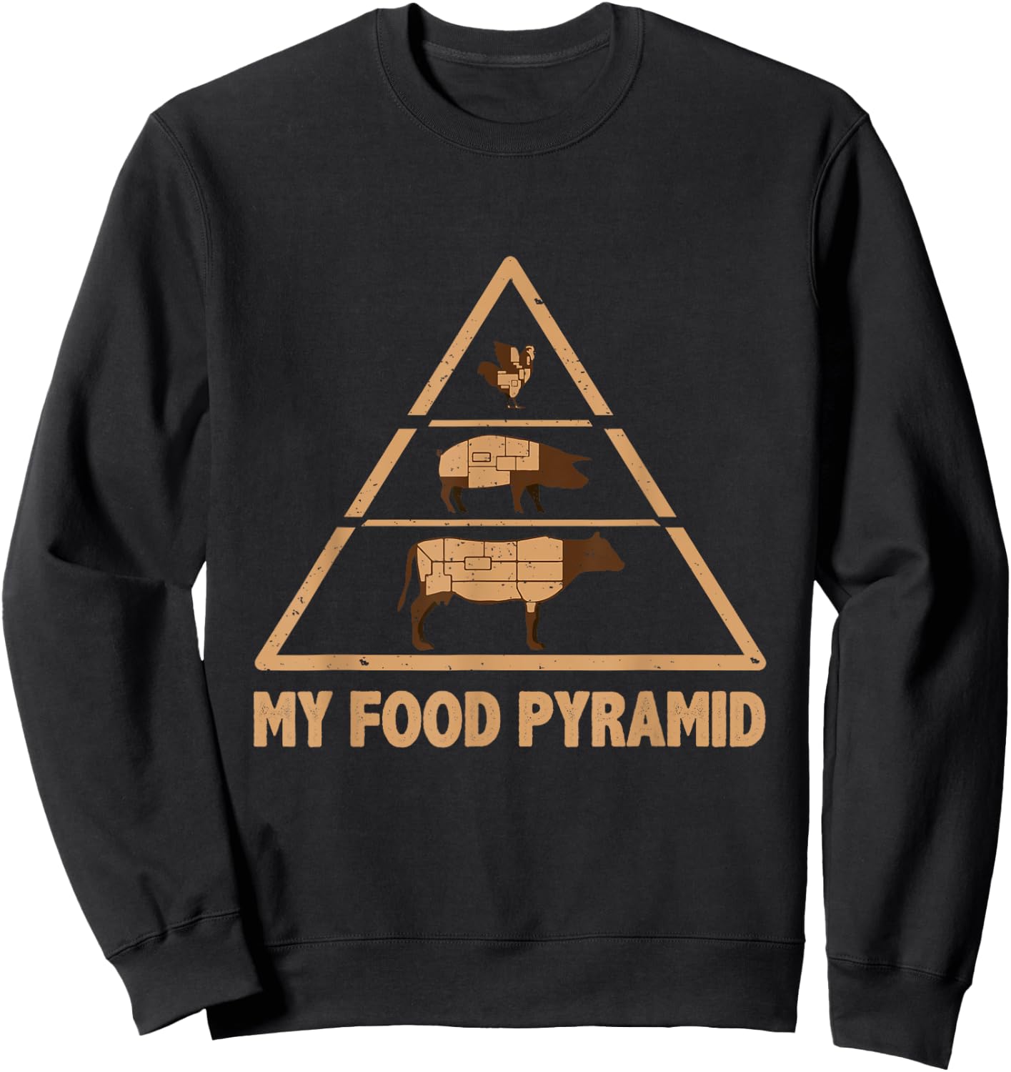 Meat Lover - My Food Pyramid Funny Cow Pig Chicken Carnivore Sweatshirt - Sweatshirt | Black