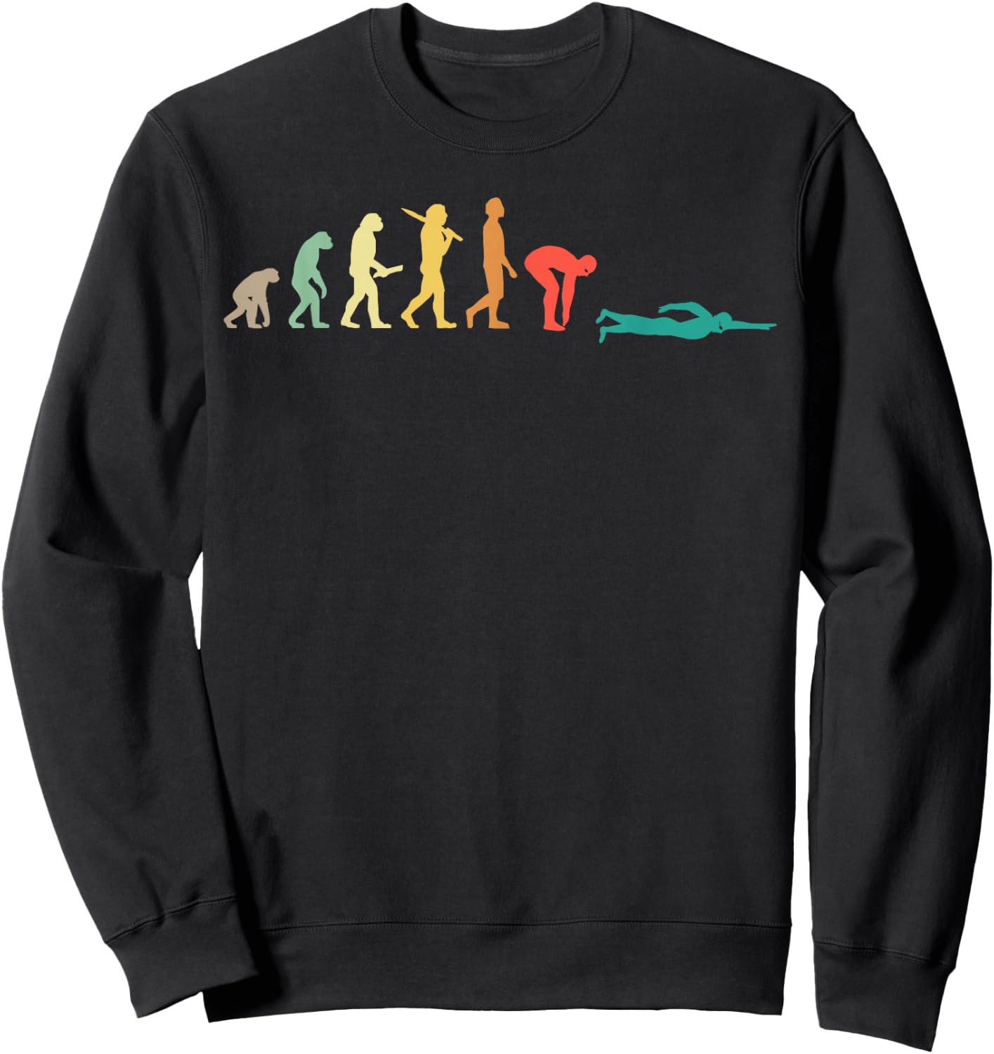 Retro Swimming Evolution Gift Swimmers Small Sweatshirt - Sweatshirt | Black