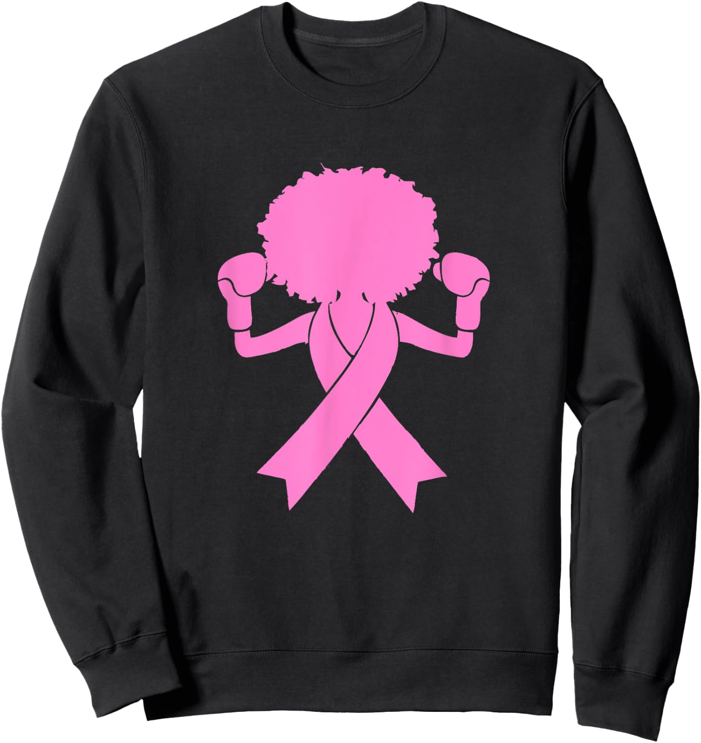 Pink Ribbon Warrior Fighter Breast Cancer Awareness Sweatshirt - Sweatshirt | Black