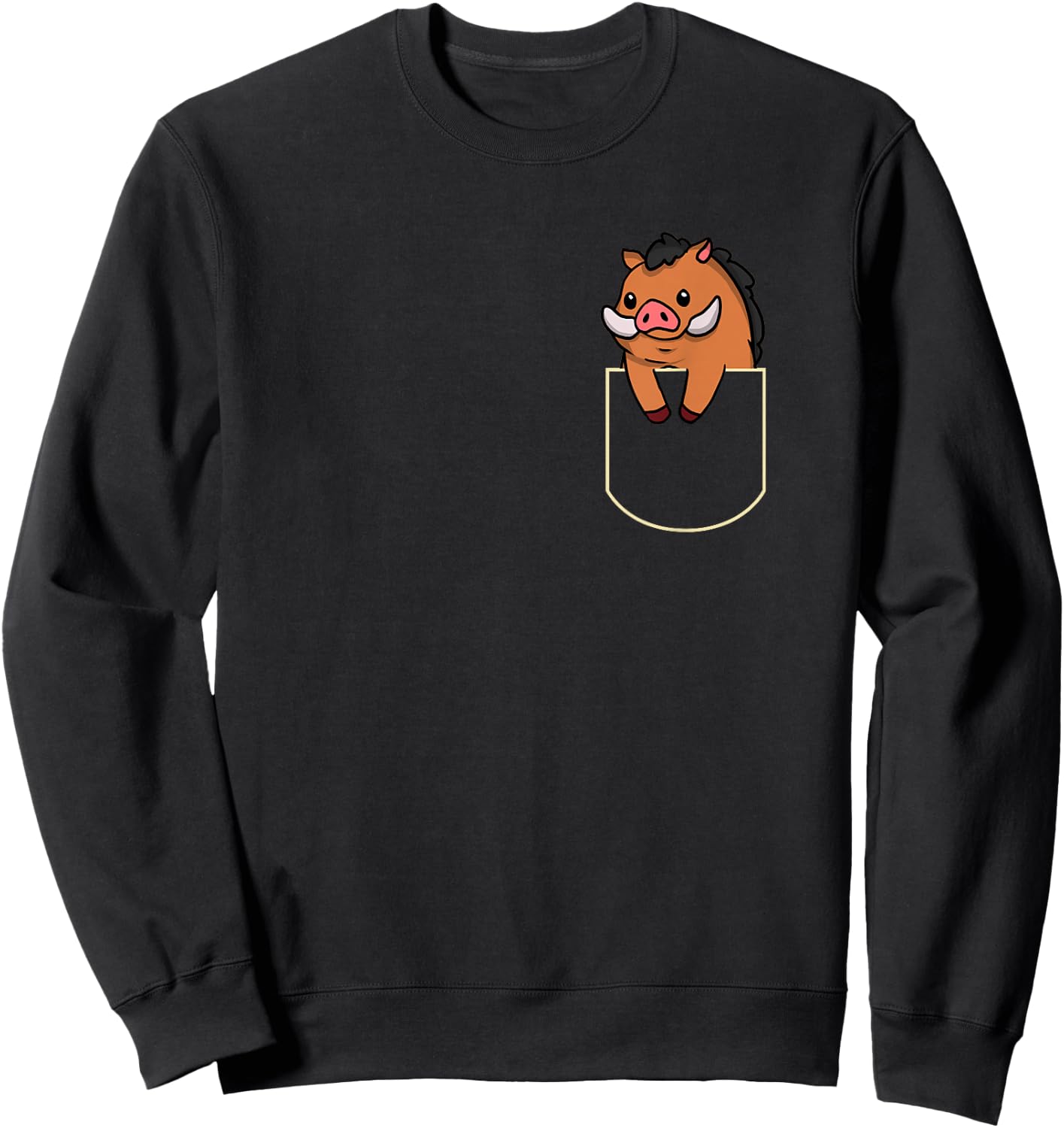 Witzige Wildschwein Geschenkidee Funny Wild Boar Chest Bag Gift Keiler Pocket Sweatshirt - Sweatshirt | Black