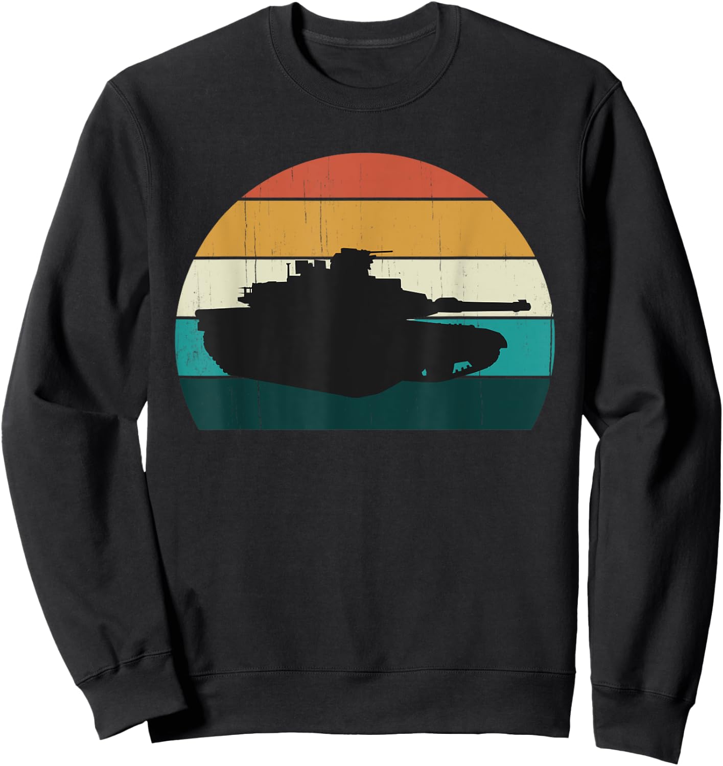 Vintage Abrams M1 - Retro Sunset American Main Battle Tank Sweatshirt - Sweatshirt | Black