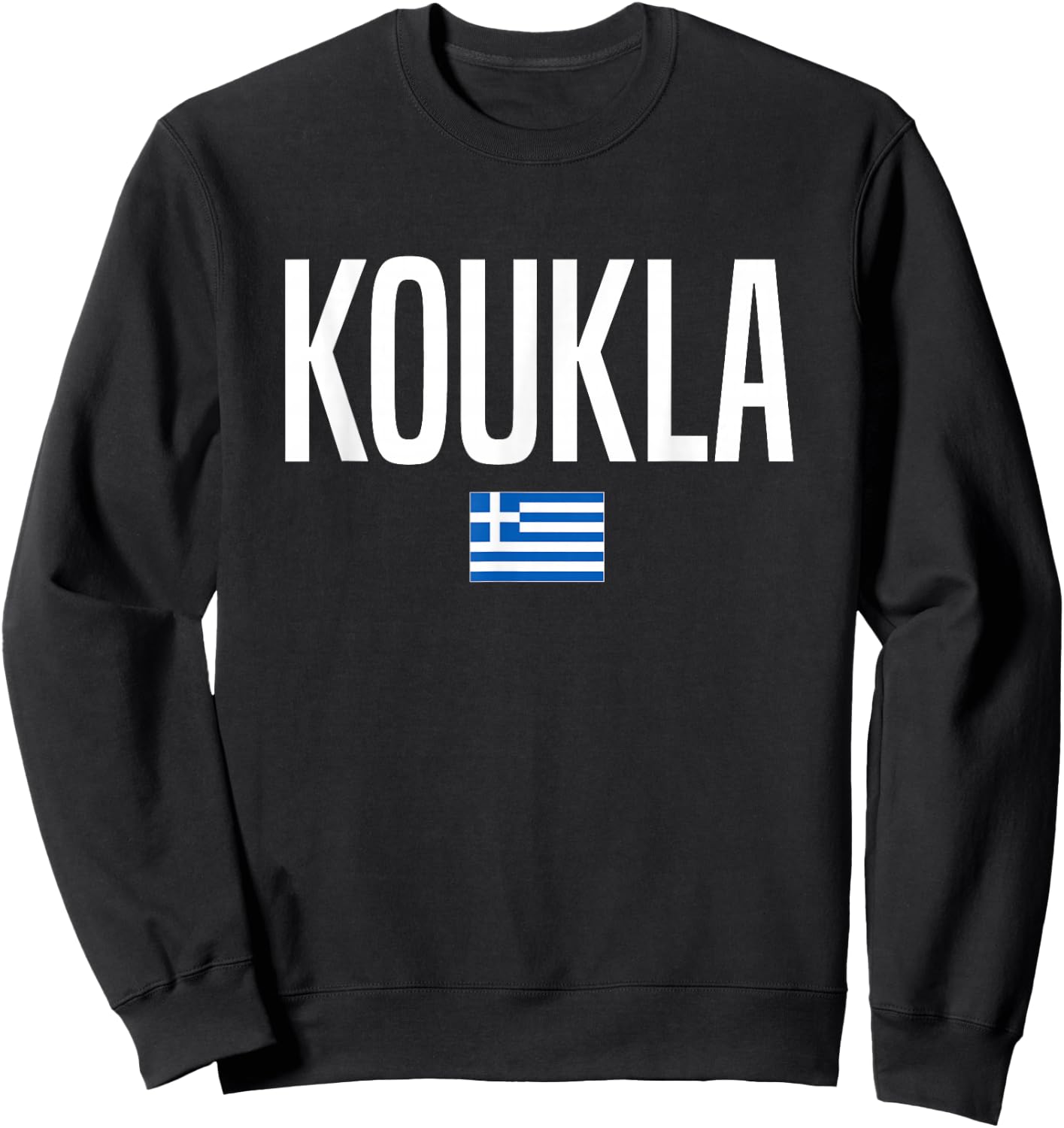 Greek Phrases Gifts Co. Koukla in Greek Greece - -Adults, Black, Small, Short Sleeve, Crew Collar, Modern, Quick Dry, Spring Sweatshirt - Sweatshirt | Black