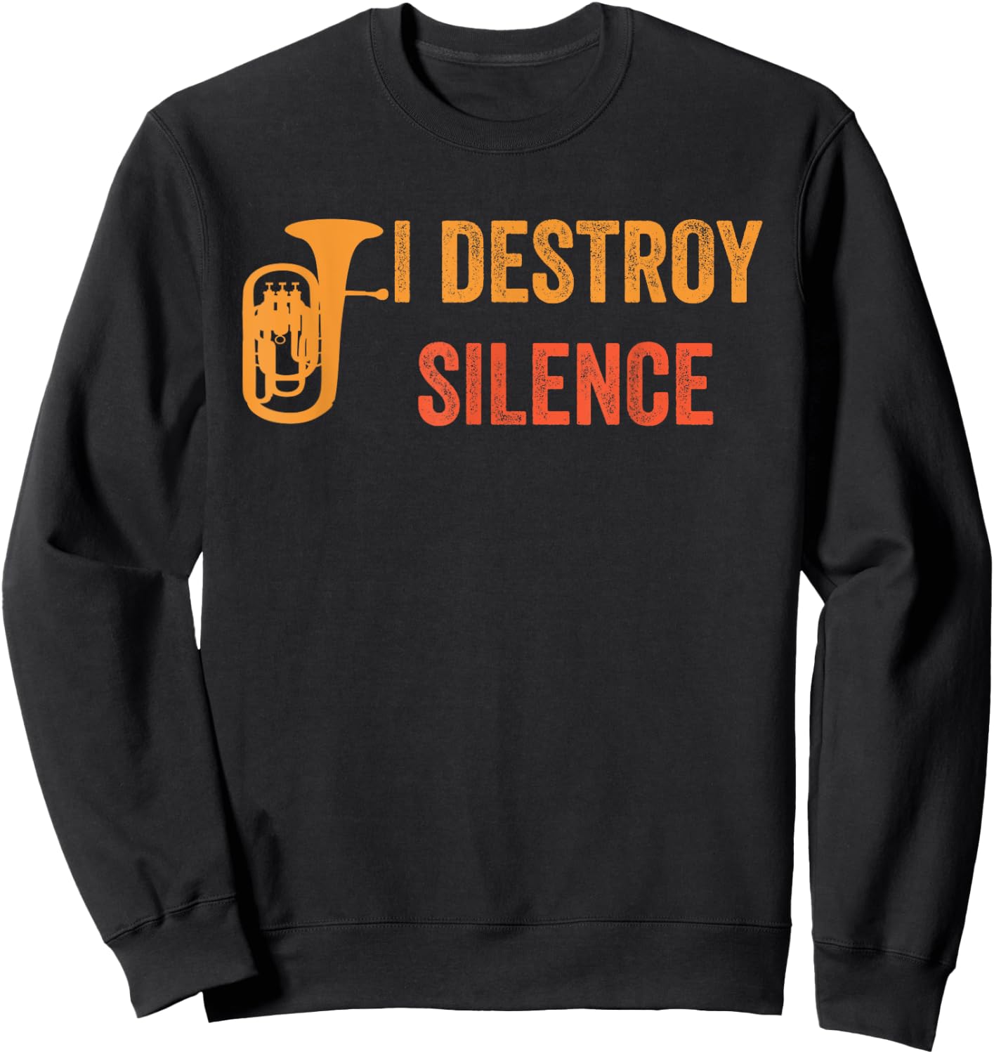 Euphonium Retro Vintage -Adults Black Small Classic Fit Pull On Letter Print Music Sweatshirt - Sweatshirt | Black