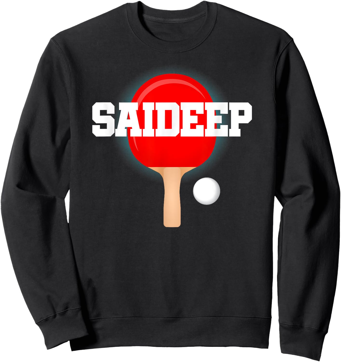 Saideep Name Boys Table Tennis Ping Pong Game Racket Sports Sweatshirt - Sweatshirt | Black