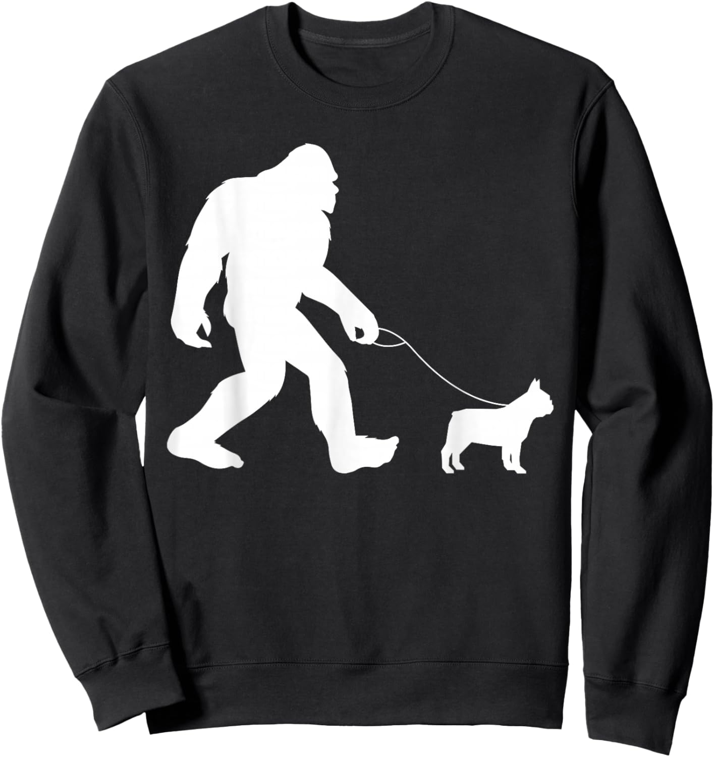 Fun Bigfoot Sasquatch Walking French Bulldog Gag Gift Sweatshirt - Sweatshirt | Black