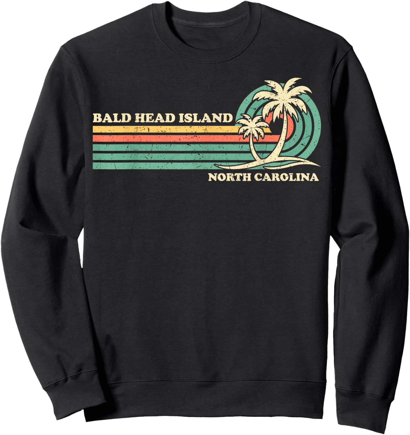 Summer Vacation Vintage Retro Carolina Bald Head Island Men Women Kids Sweatshirt - Sweatshirt | Black